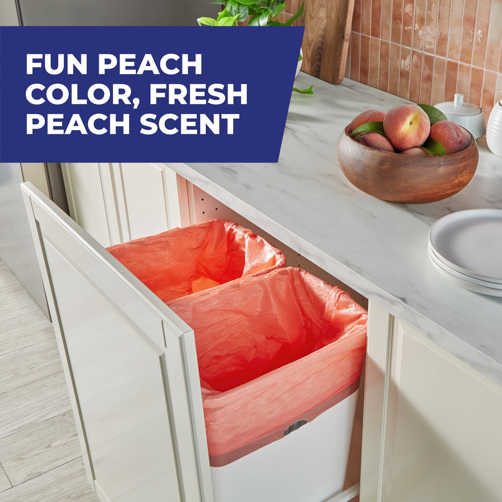 Hefty Ultra Strong 13 Gallon Trash Bags - Tall Kitchen Trash Bags, Peach, Fabuloso Peach Scent, 20 Bags