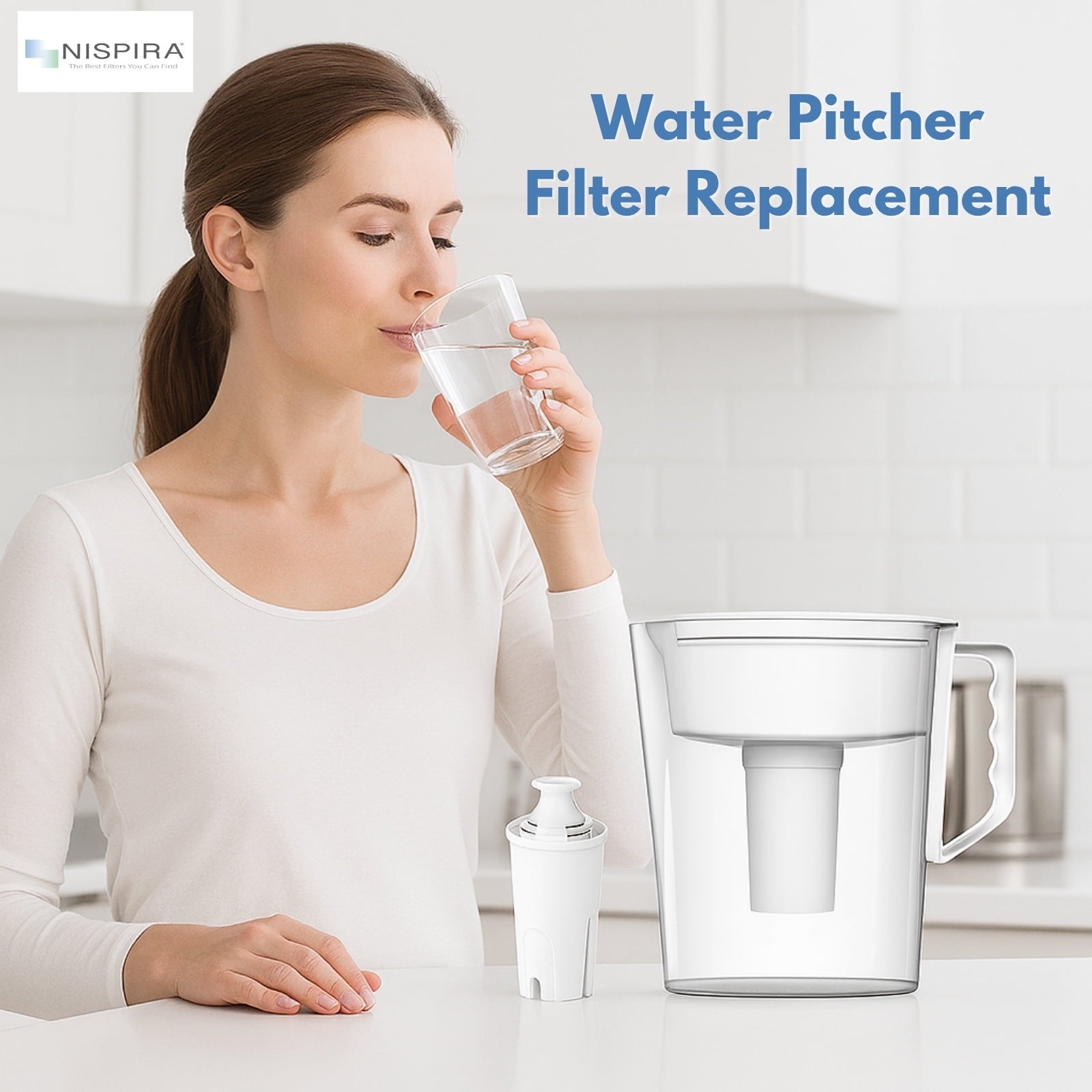 Nispira OB03 Water Filter Replacement for Brita Water Pitchers and Dispensers - Classic 35557, Mavea 107007, 6 Packs