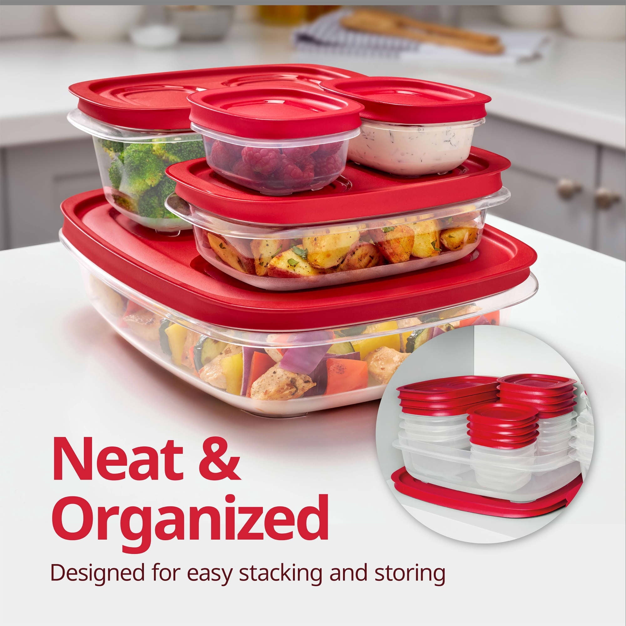 Rubbermaid 14.66-Cup EasyStore Square Container - Food Storage Container, Food Storage Container with Lids