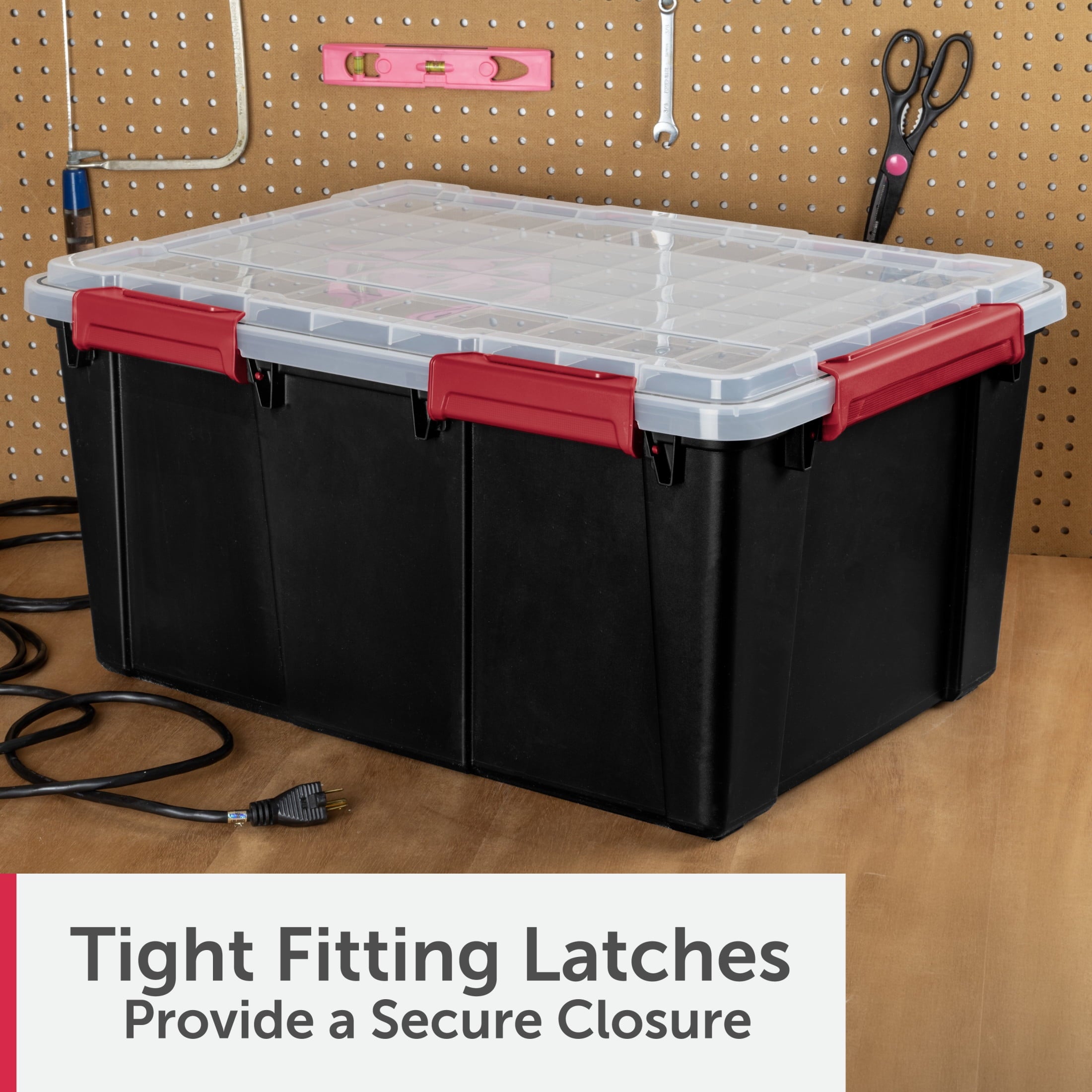 Sterilite Large Gasket Tote - 20 Gallon WaterProof Plastic Storage Bin with Lid, Gasket Seal and Durable Latches, Black