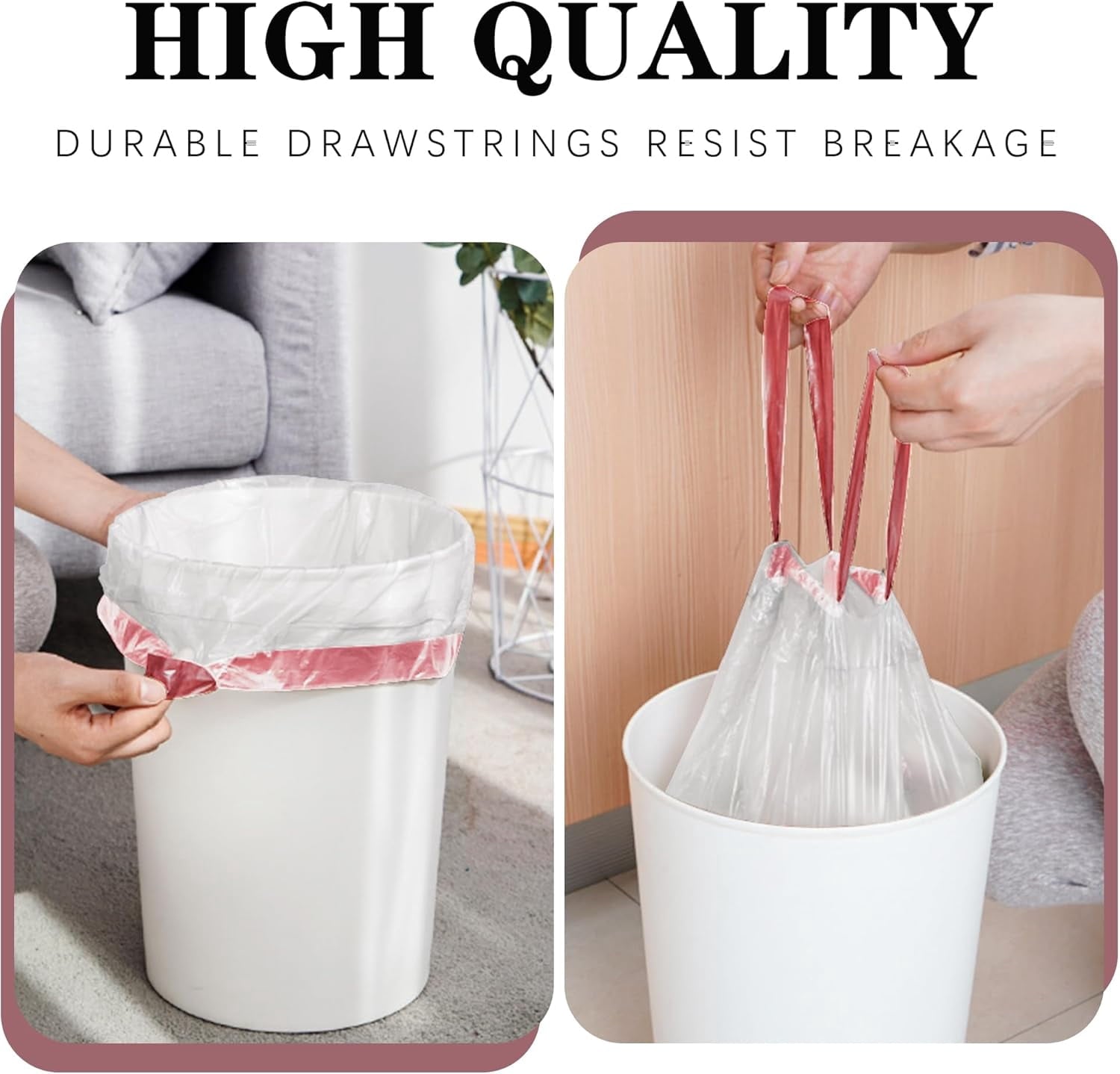 8 Gallon Trash Bags Rose Scented (110 Count) - Tall Kitchen Drawstring Garbage Bags, 6-8 Gallon Garbage Bags (White)