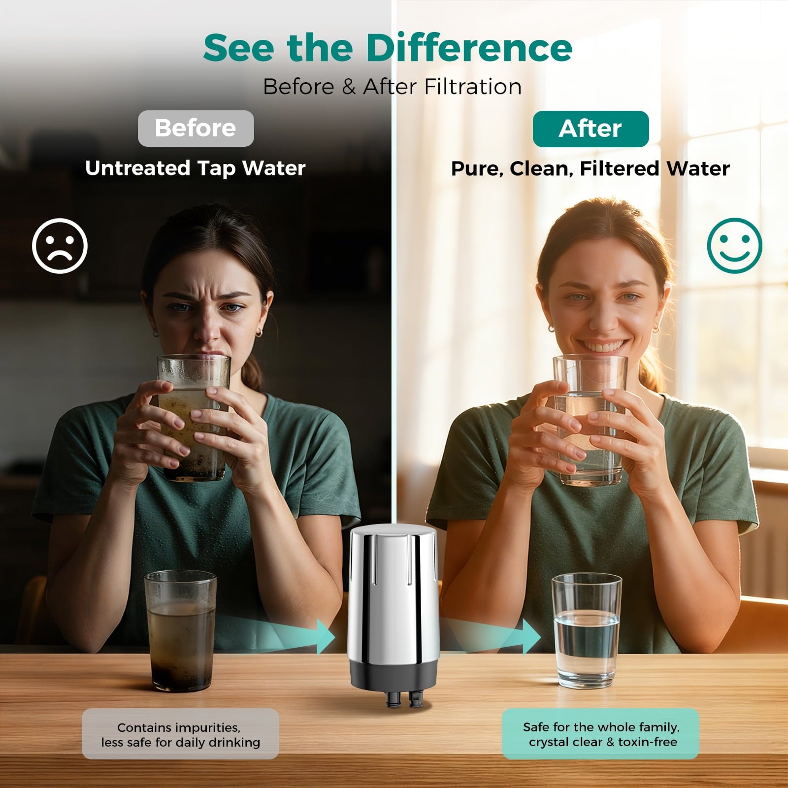 Fil-fresh 2-Pack Faucet Water Filter Replacement for Brita Faucet Filter Systems - Longlast Sink Faucet Filter, Reduce Chlorine and Lead, Chrome