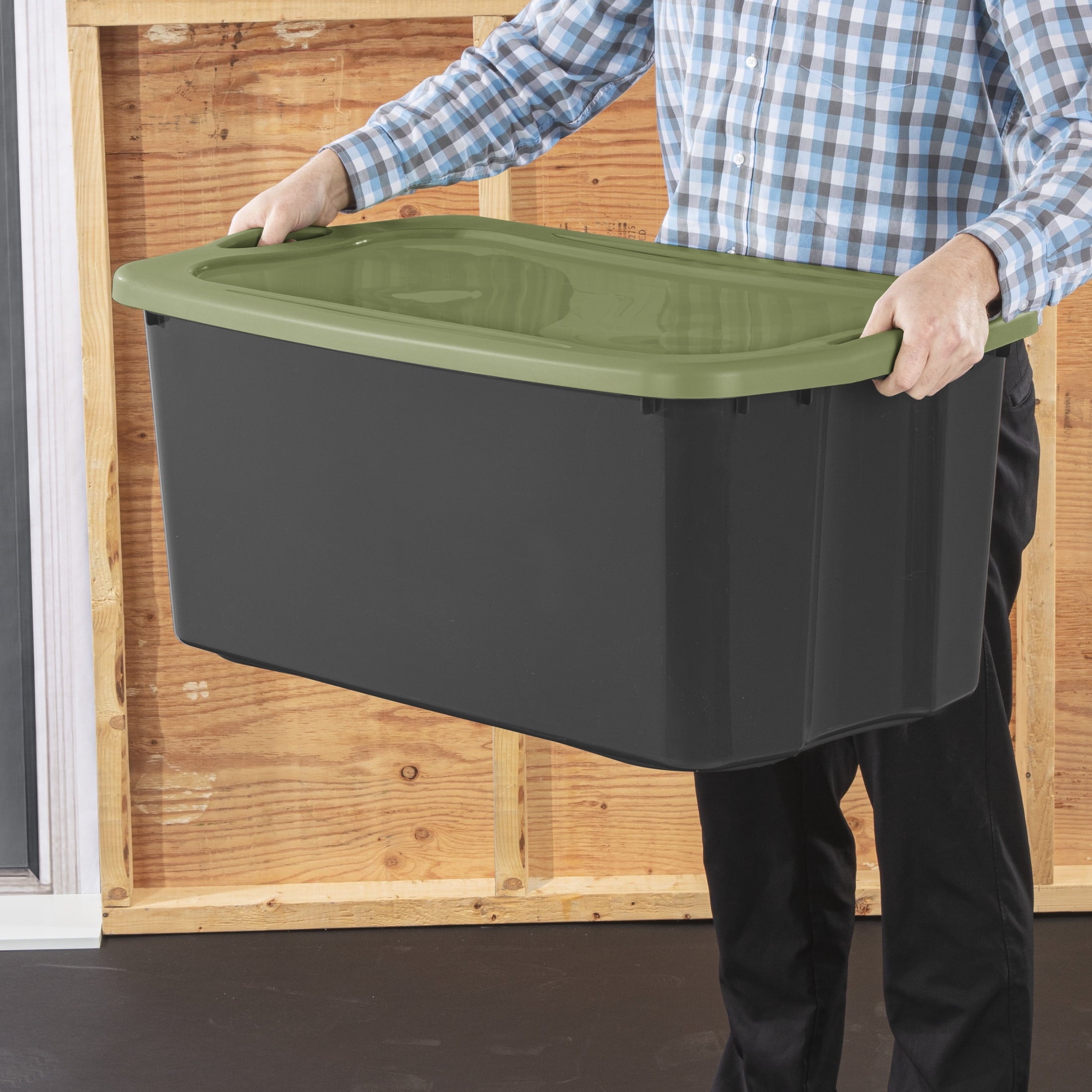 Sterilite EZ Carry 30 Gallon Extra-Large Storage Bin - Plastic Storage Container with Full-Grip Handles, Gray