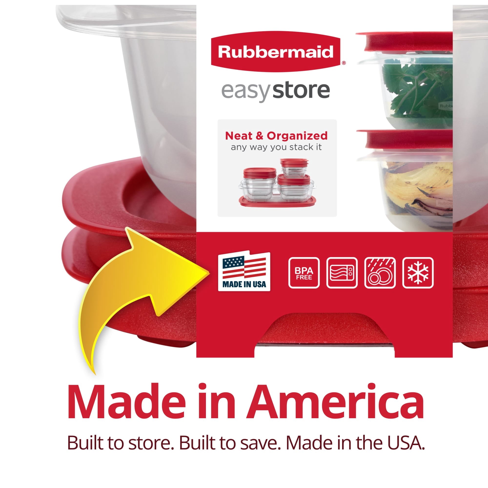 Rubbermaid 4.92- and 7.81-Cup EasyStore Square Containers - 2 Pack, Food Storage Containers, Food Storage Containers with Lids