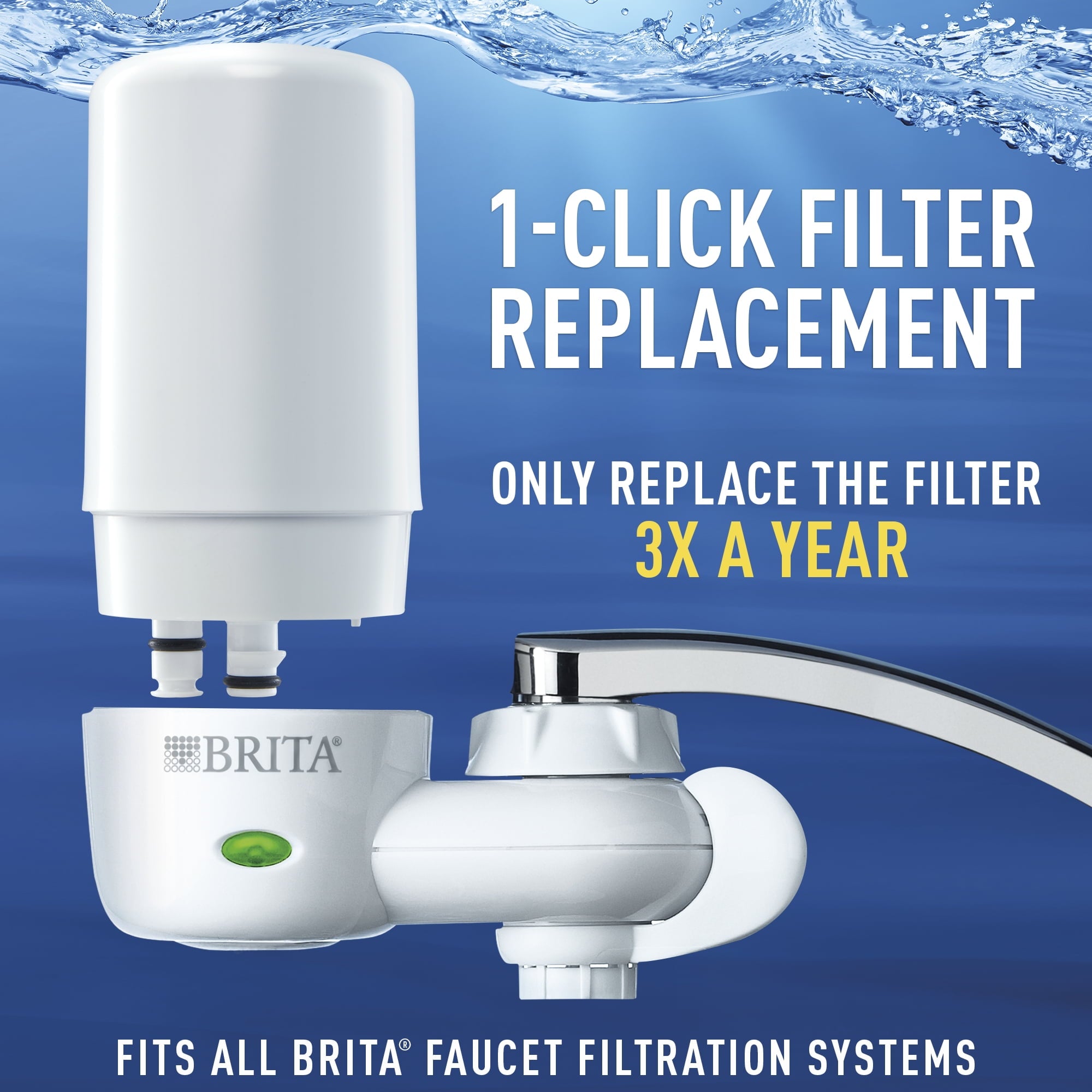 Brita Tap Water Filter - Water Filtration System Replacement Filters For Faucets, Reduces Lead, BPA Free Chrome, 1 Count