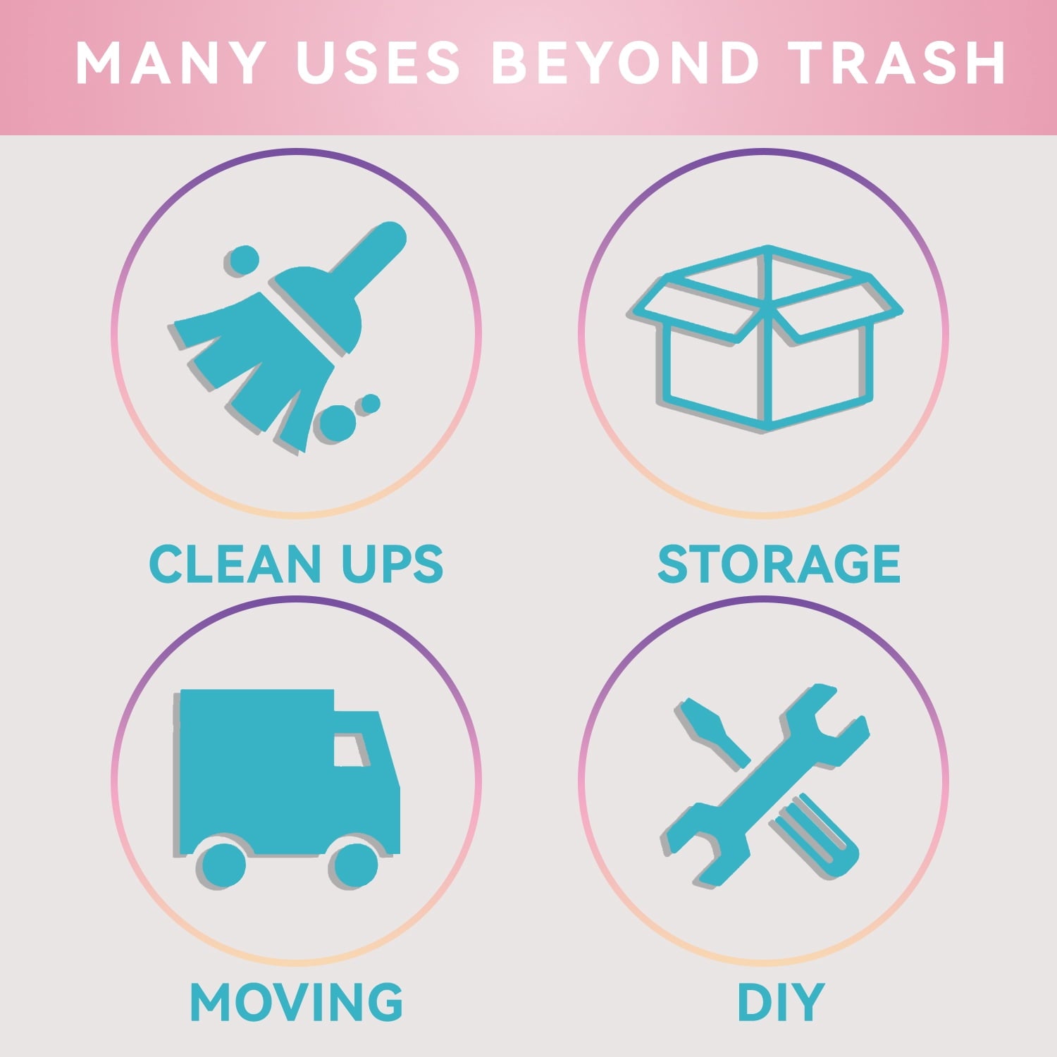 8 Gallon Trash Bags Rose Scented (110 Count) - Tall Kitchen Drawstring Garbage Bags, 6-8 Gallon Garbage Bags (White)