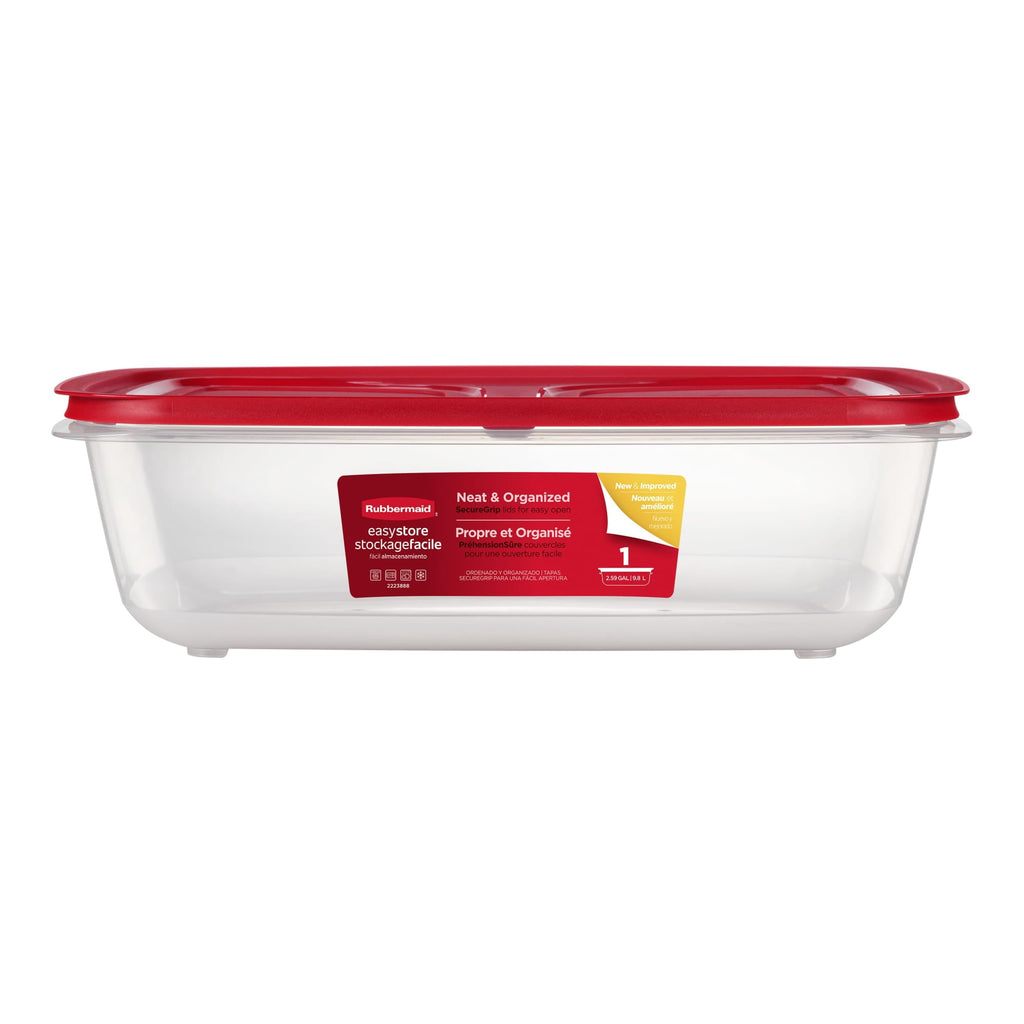 Rubbermaid 2.5Gal EasyStore Rectangle Container - Food Storage Container, Food Storage Container with Lids