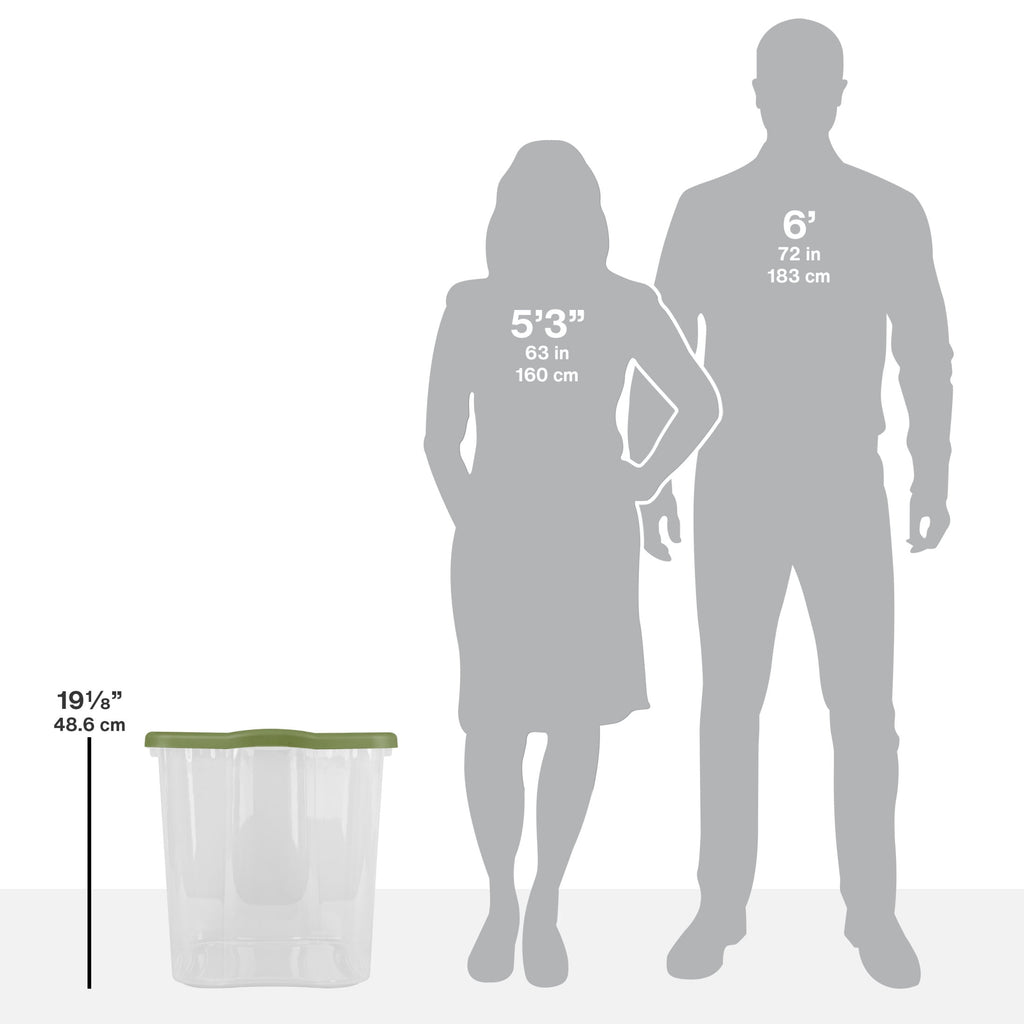Sterilite EZ Carry 95 Quart Extra-Large Storage Bin - Clear Plastic Storage Container with Full-Grip Handles, Green