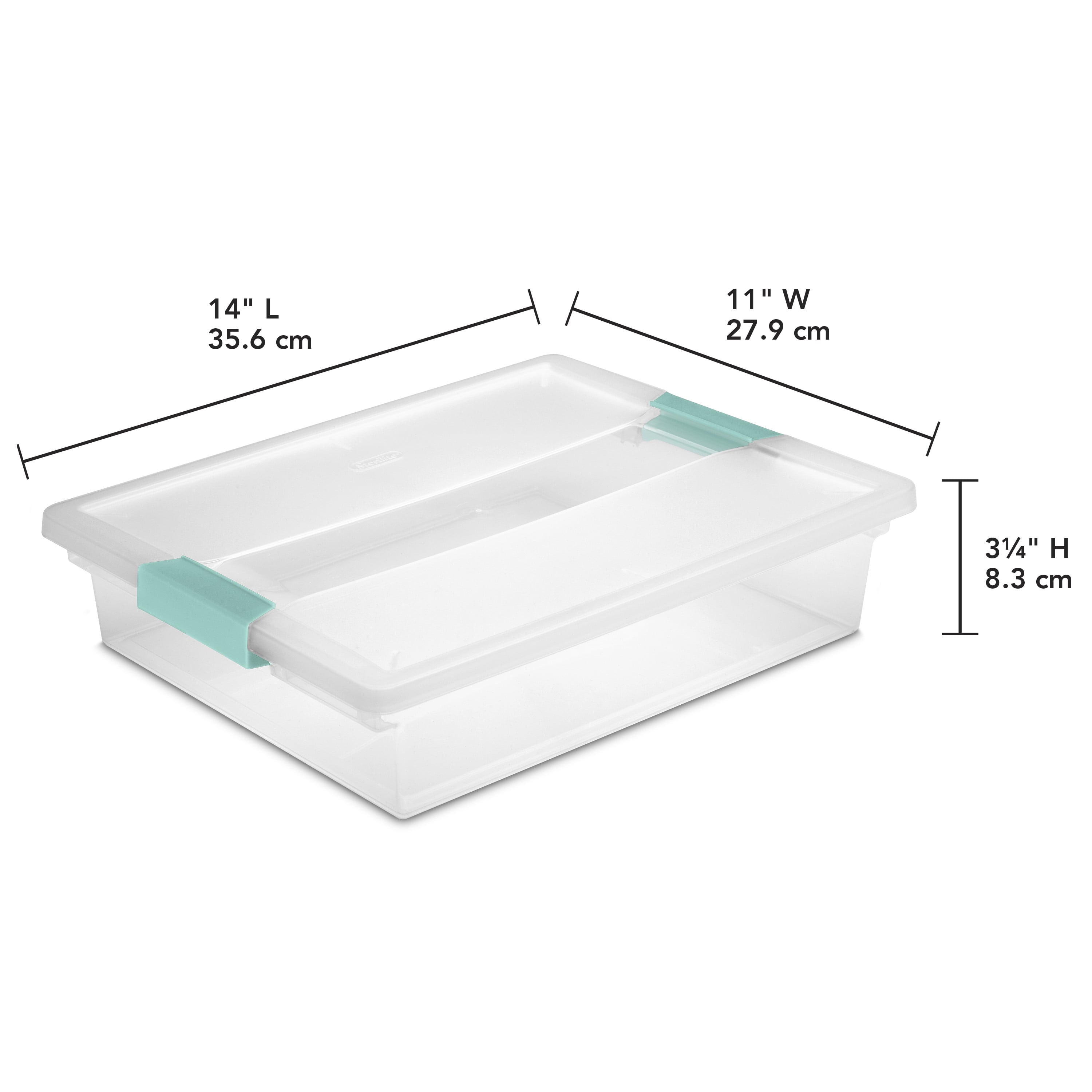 Sterilite Large Clear Plastic Storage Bin Tote with Clear Lid & Aqua Latch