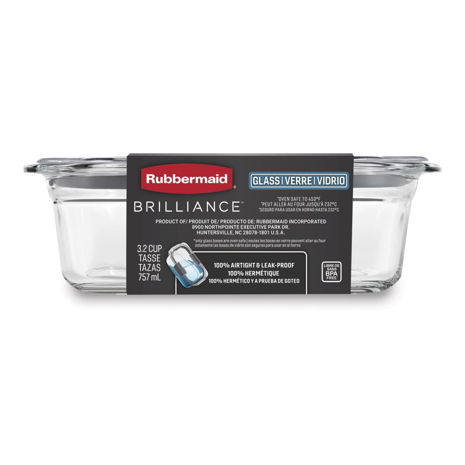 Rubbermaid Brilliance Food Storage Container - 3.2 Cup - 2-Pack