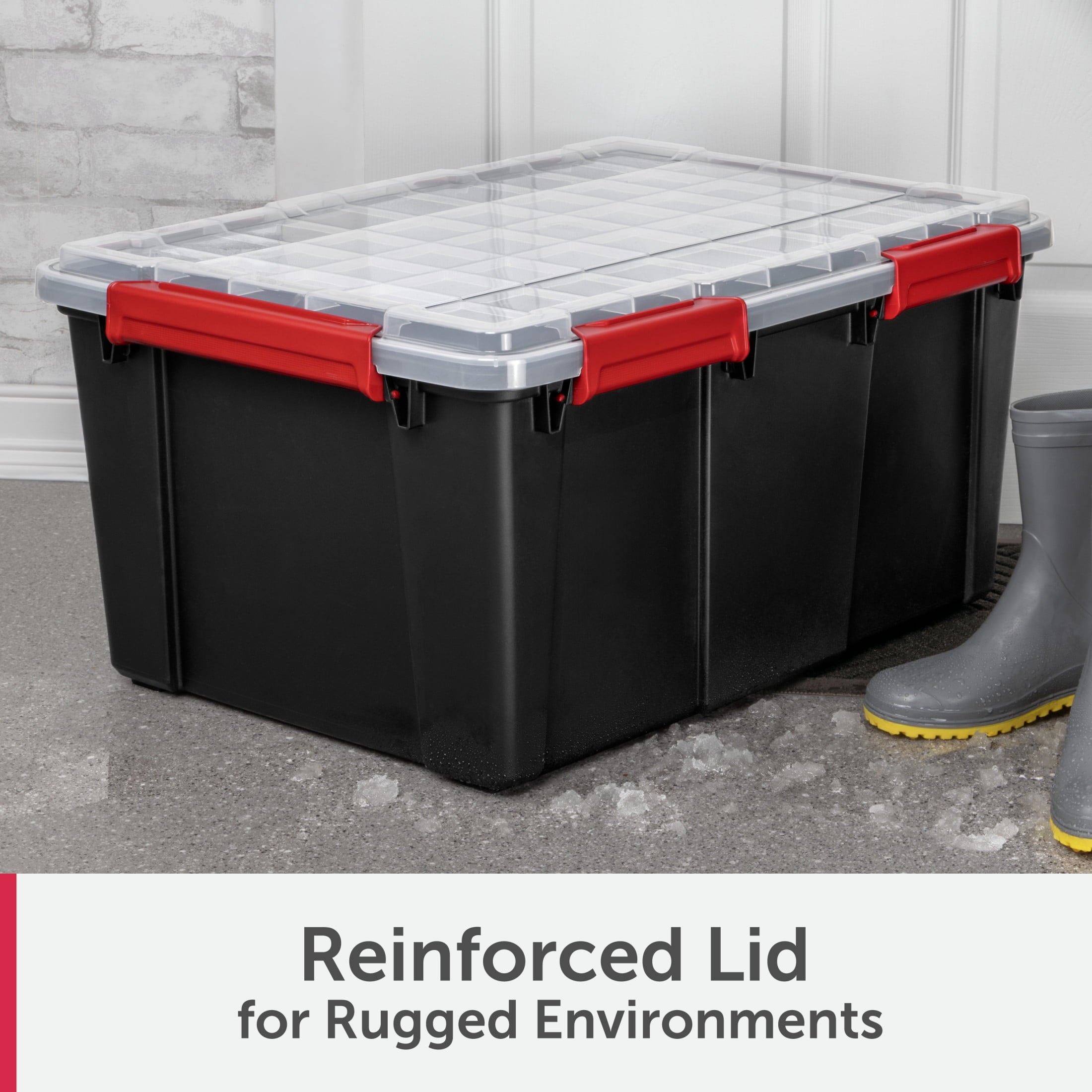 Sterilite Large Gasket Tote - 20 Gallon WaterProof Plastic Storage Bin with Lid, Gasket Seal and Durable Latches, Black - 2-Pack