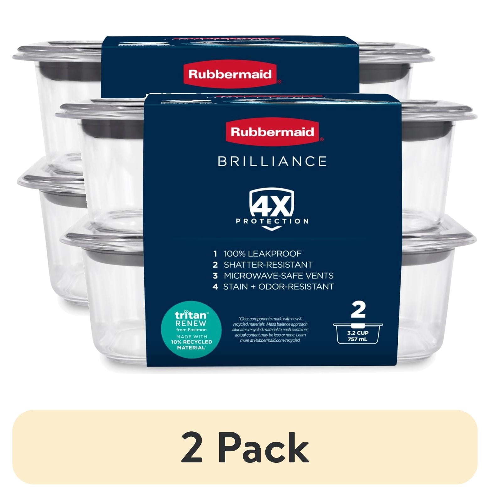 Rubbermaid 3.2 Cup Brilliance Stain-Proof Food Storage Container - Set of 2 - 4-Pack