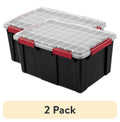 Sterilite Large Gasket Tote - 20 Gallon WaterProof Plastic Storage Bin with Lid, Gasket Seal and Durable Latches, Black - 2-Pack