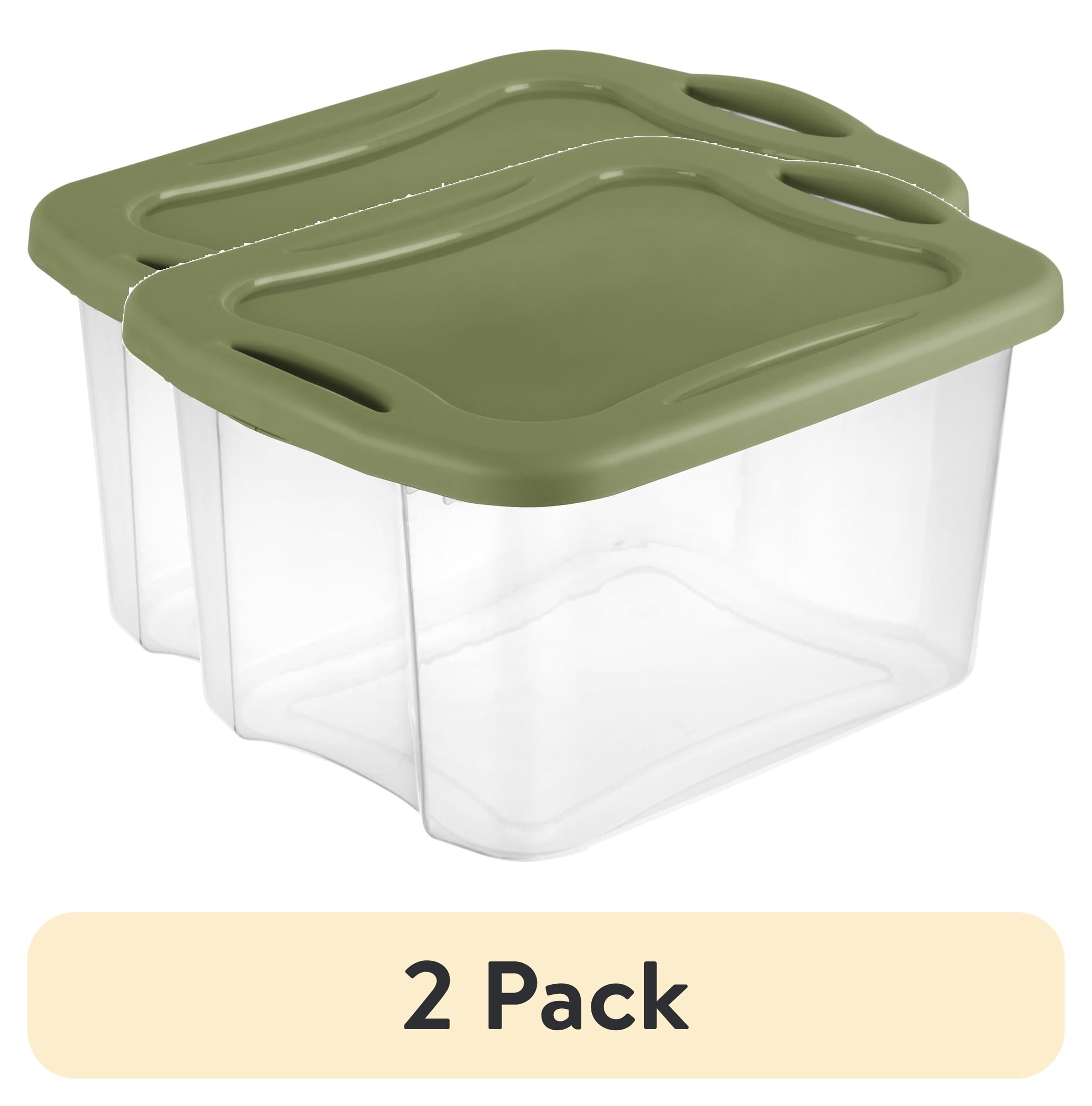 Sterilite EZ Carry 40 Quart Medium Storage Bin - Clear Plastic Storage Container with Full-Grip Handles, Green - 2-Pack