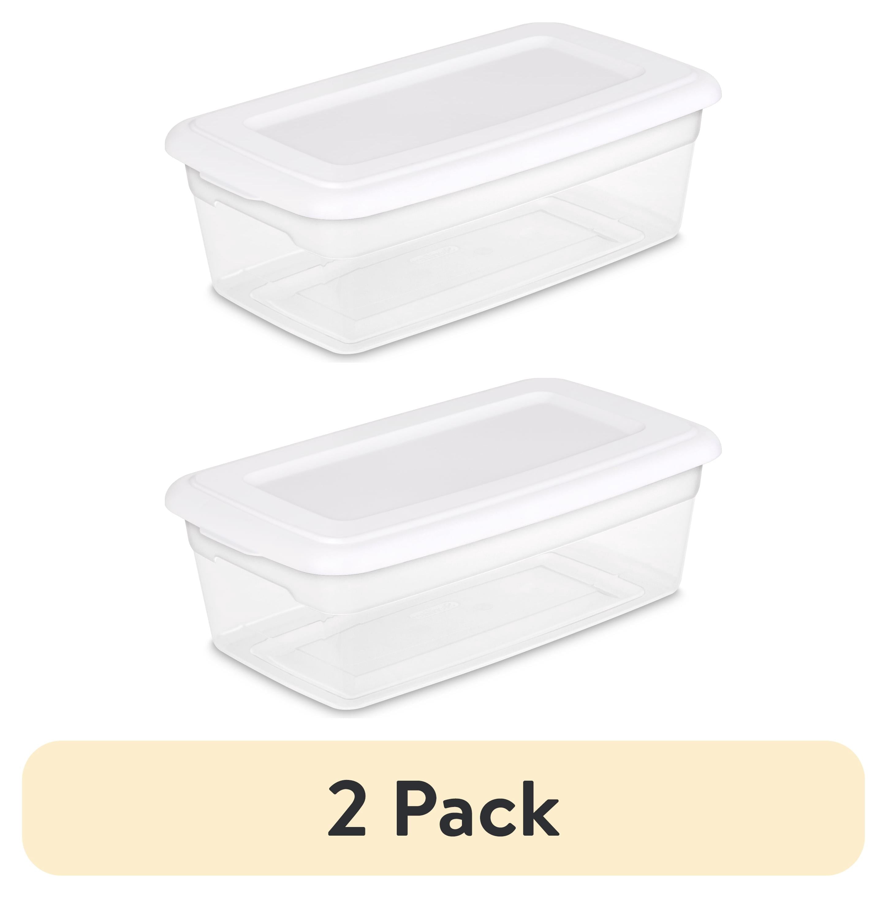 Sterilite 6 Qt. Clear Plastic Storage Box with White Lid - 2-Pack