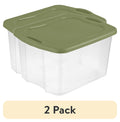 Sterilite EZ Carry 70 Quart Large Storage Bin - Clear Plastic Storage Container with Full-Grip Handles, Green - 2-Pack