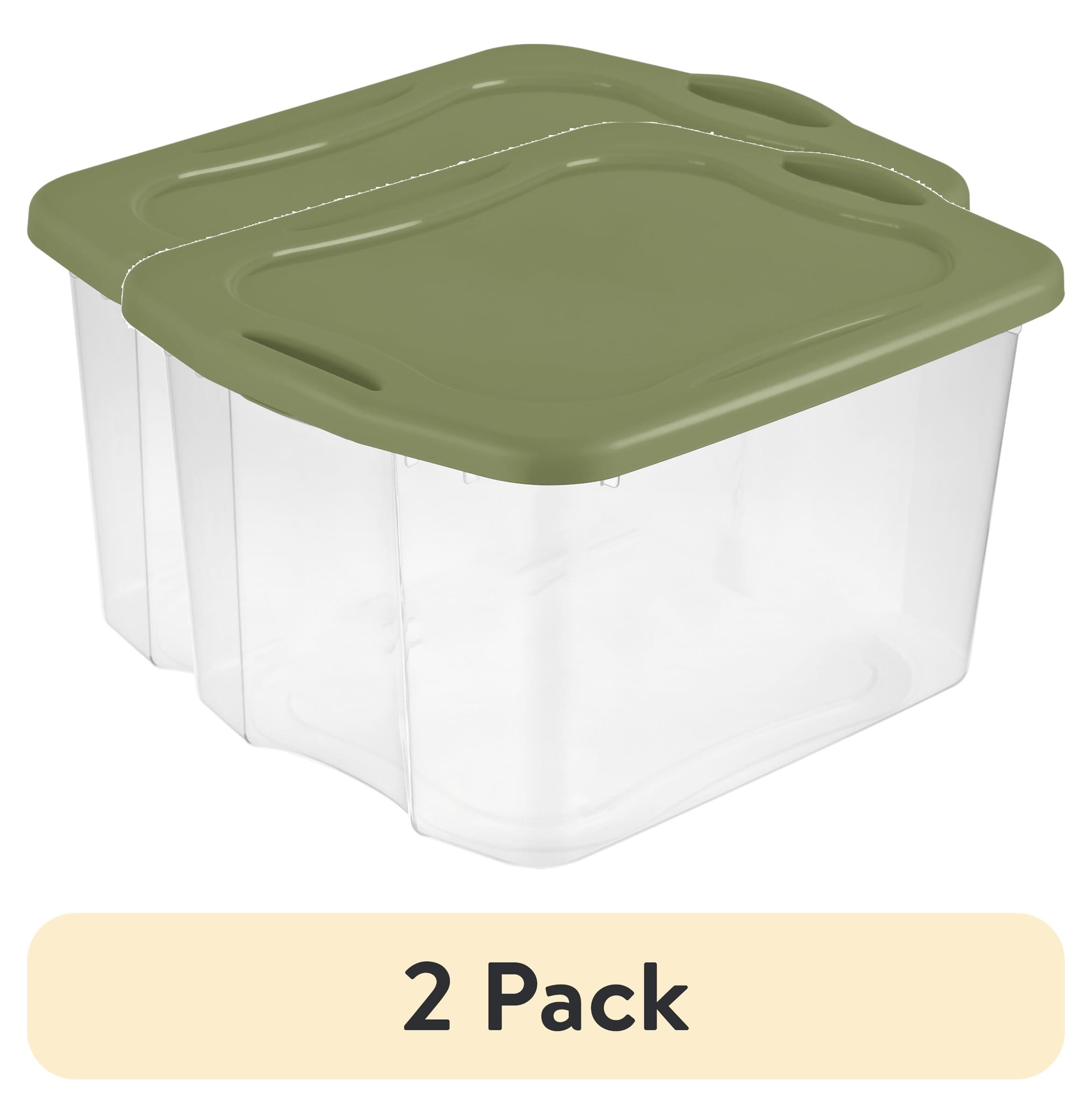 Sterilite EZ Carry 70 Quart Large Storage Bin - Clear Plastic Storage Container with Full-Grip Handles, Green - 2-Pack