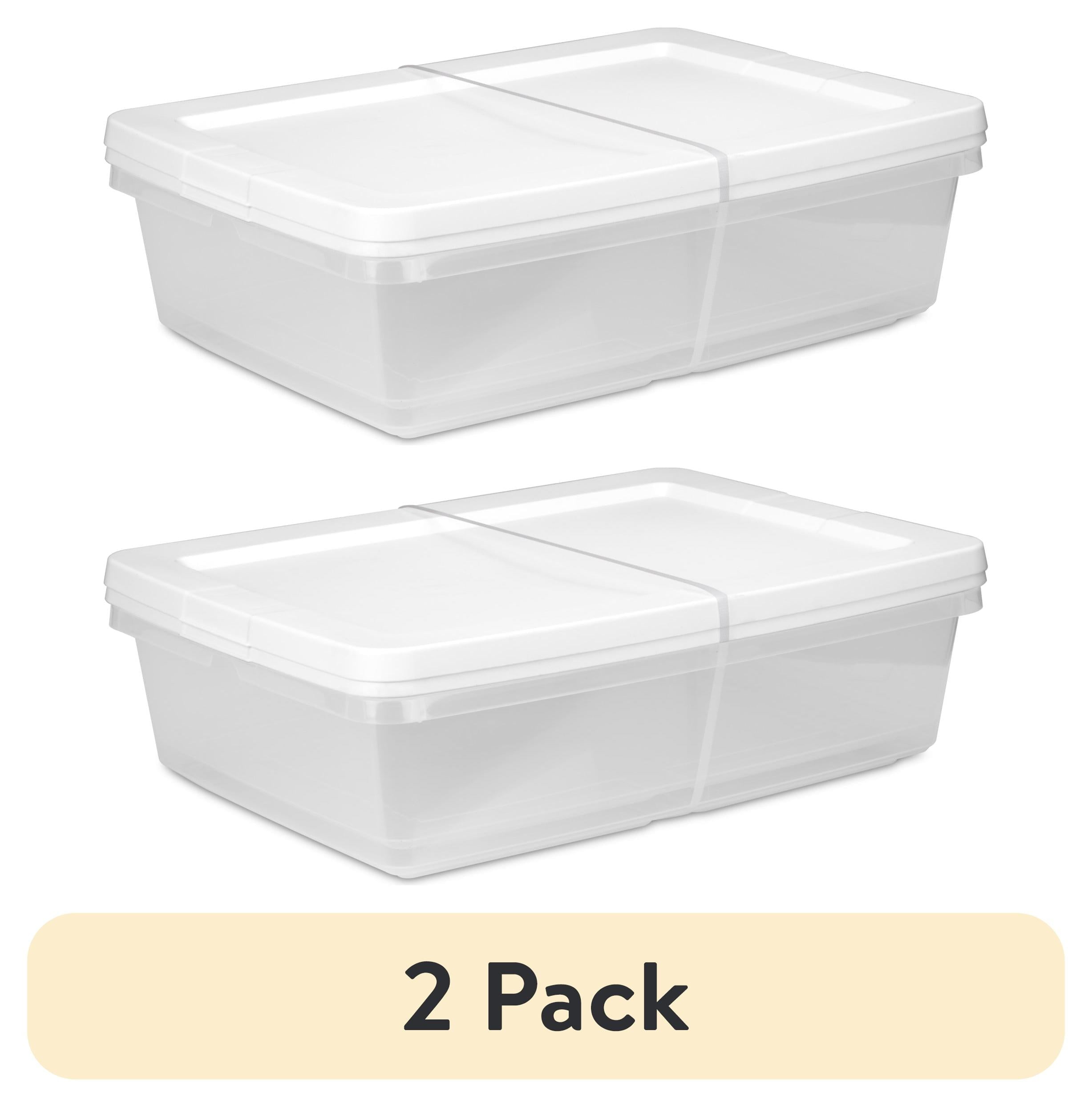 Sterilite Set of (2) 28 Quart Storage Bins - Clear Plastic Storage Bin with Snap-on Lid, White - 2-Pack