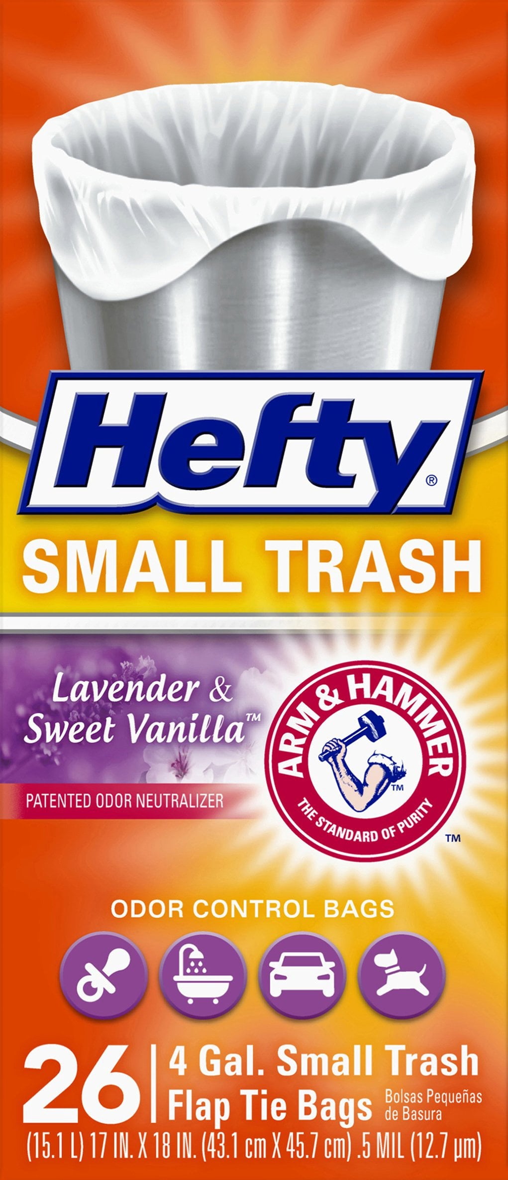 Hefty Small Lavender & Sweet Vanilla Flap Tie Trash Bags