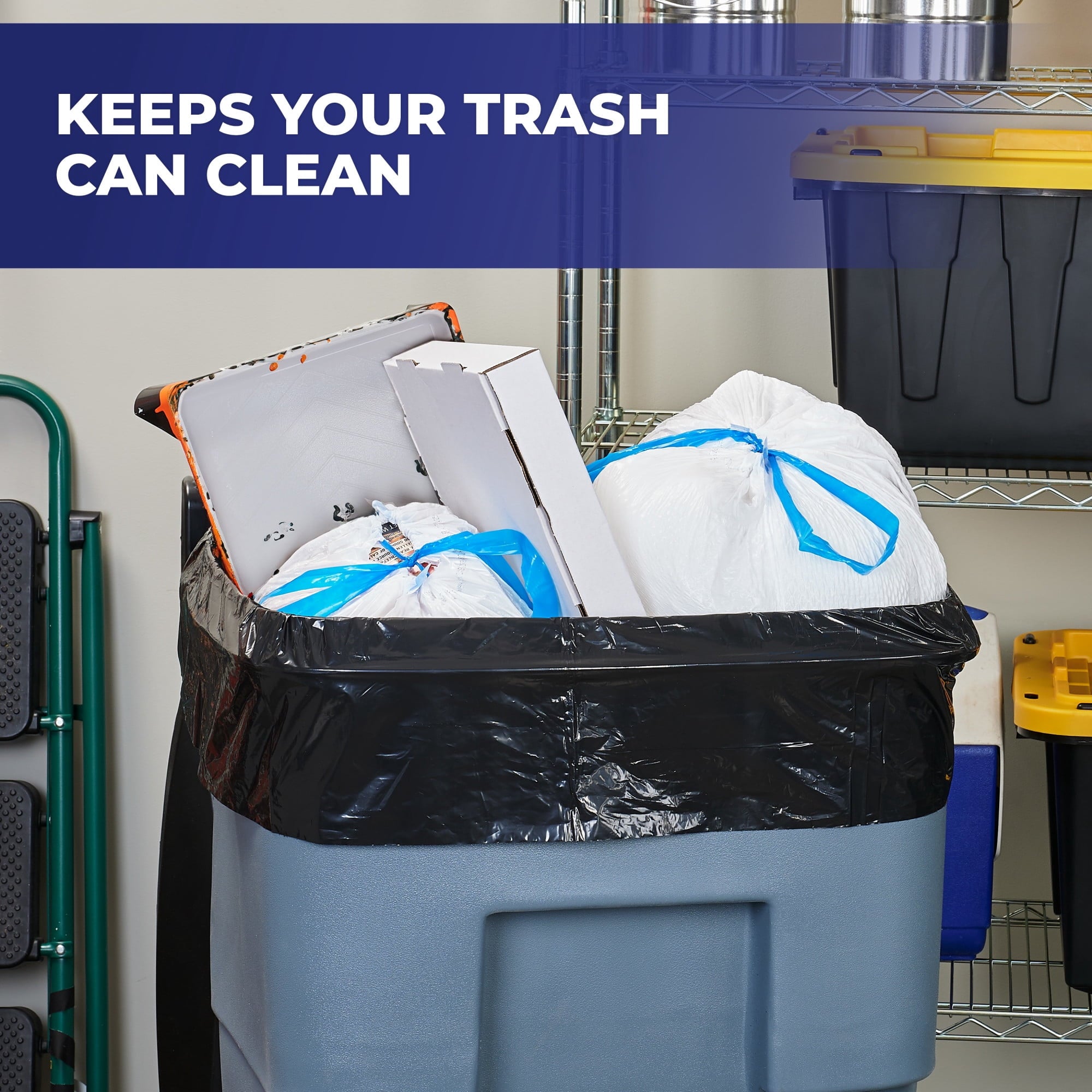 Hefty Cart Liner Trash Bags - 65 Gallon, 10 Bags (Scent Free, ARM & HAMMER Odor Control, Drawstring) - 4-Pack