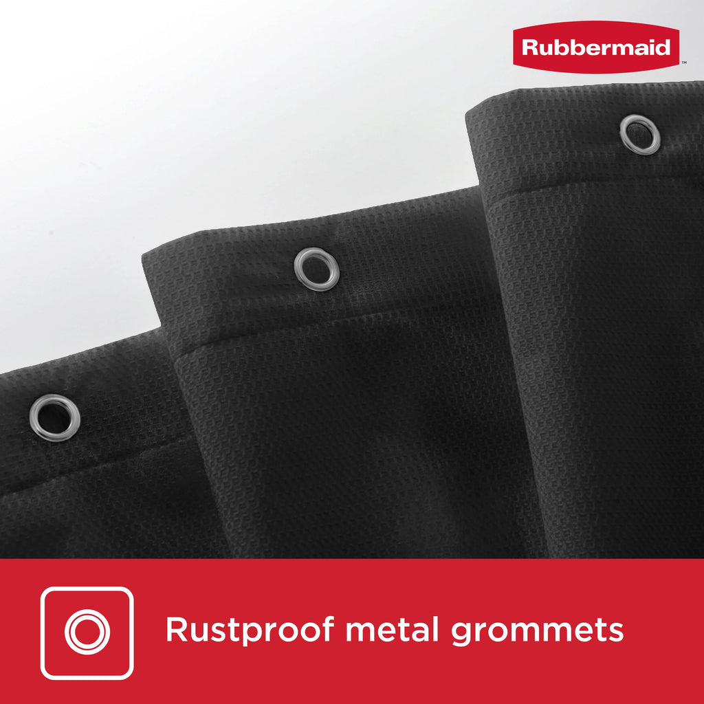 Rubbermaid Black Waterproof Fabric Shower Liner - 70" x 72"