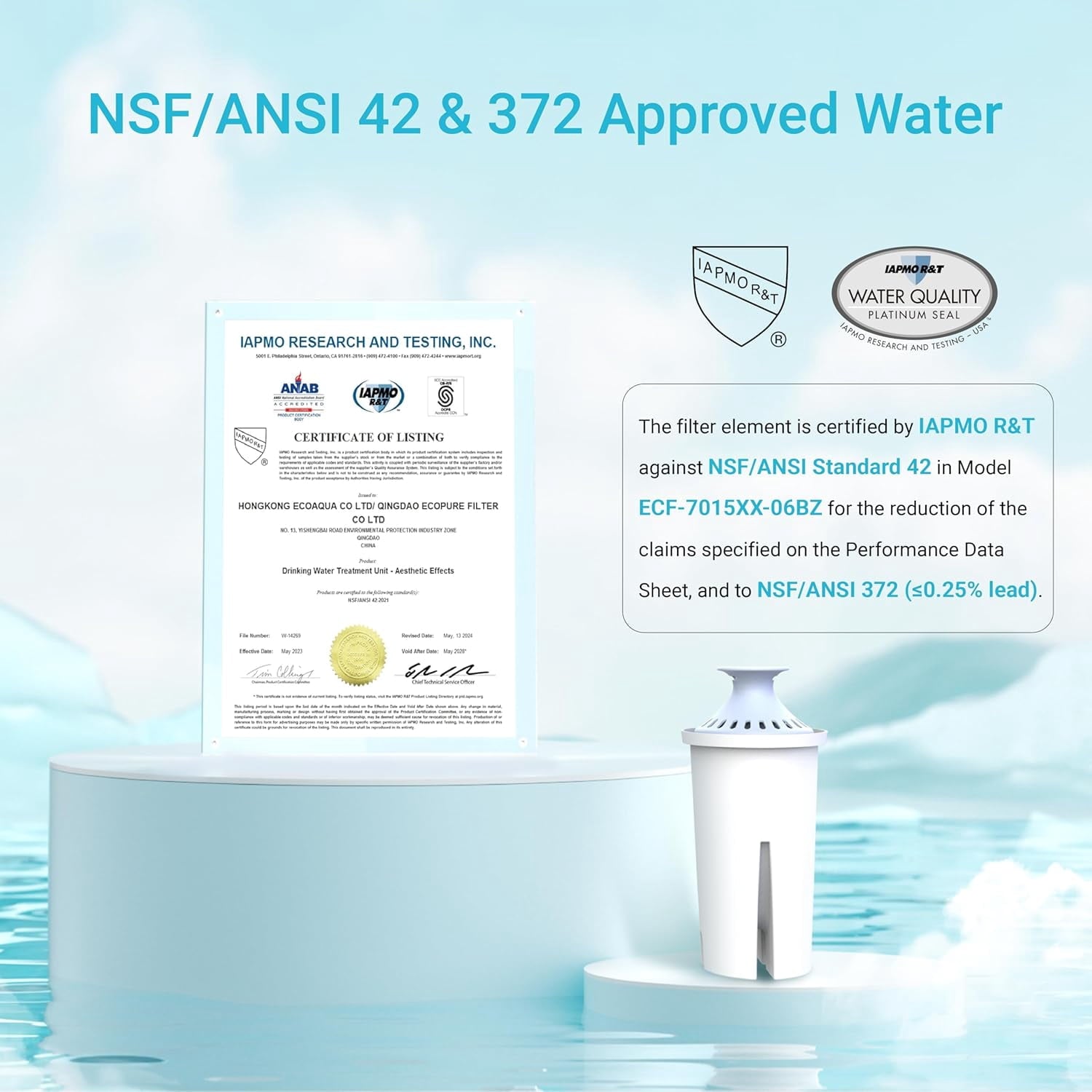 AQUA CREST 06-AL Alkaline Water Filter - Replacement for Brita® Filter, Brita® Pitchers and Dispensers, Everyday, UltraMax, Metro+, XL and More, NSF Certified, Increases Water PH, 3 Pack