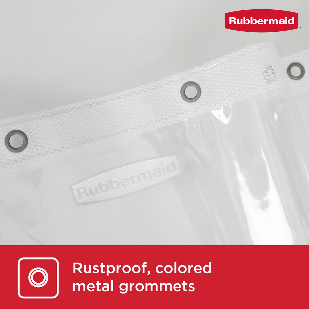 Rubbermaid Clear Heavyweight Waterproof PEVA Shower Curtain Liner with Storage Pockets - BPA-Free, 70 x 72 Inches