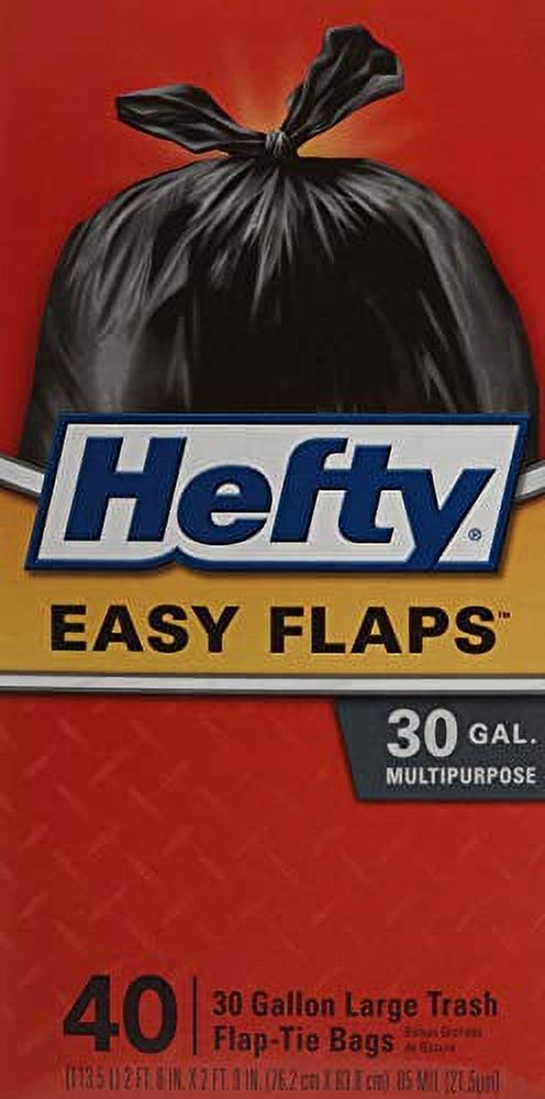 Hefty Easy Flaps Multipurpose Large Trash Bags - Unscented, 30 Gallon, 40 Count