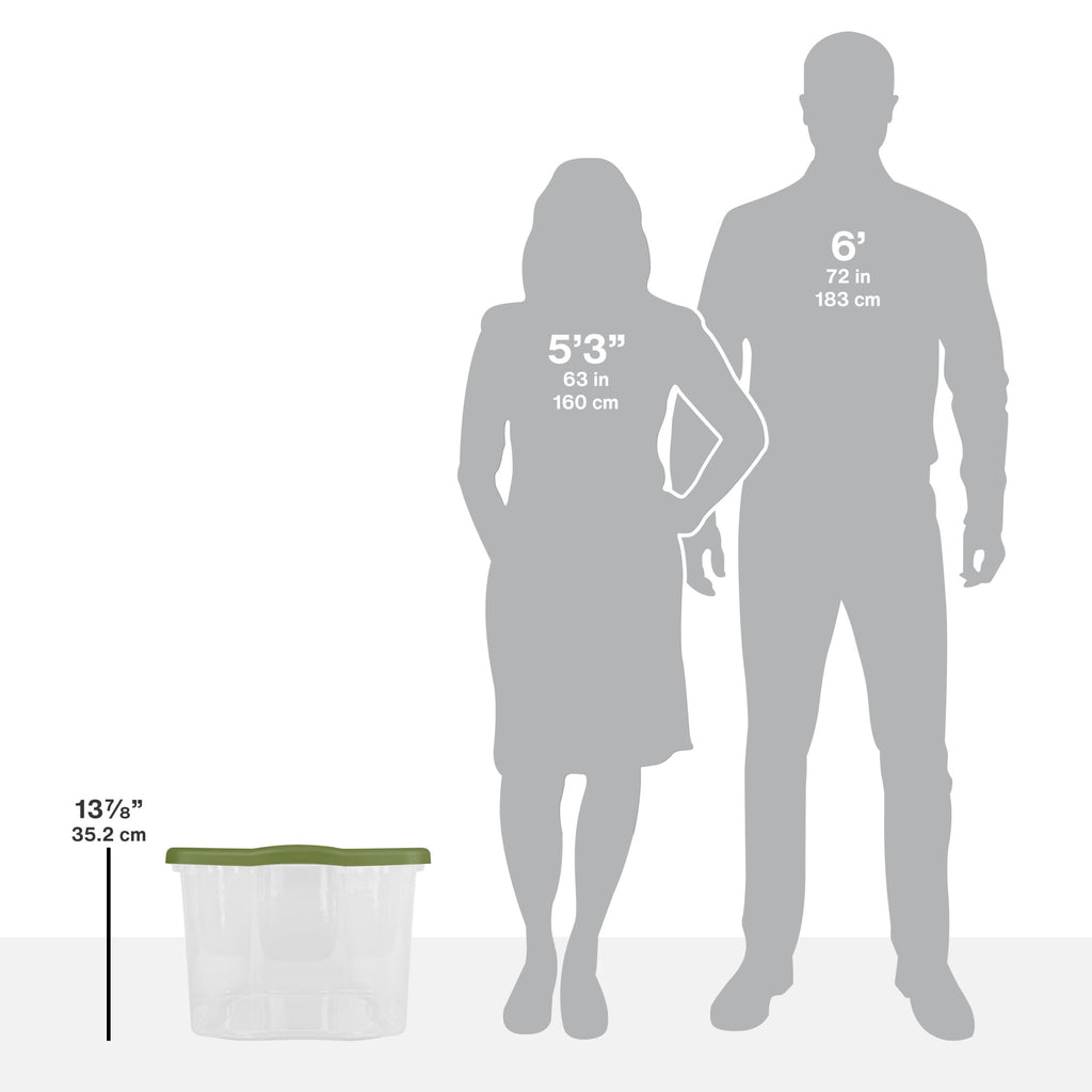 Sterilite EZ Carry 70 Quart Large Storage Bin - Clear Plastic Storage Container with Full-Grip Handles, Green - 2-Pack