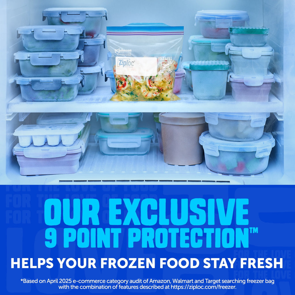 Ziploc Brand Freezer Food Storage Bags - School Supplies, with Grip 'n Seal Technology, Zipper, Gallon, 60 Count