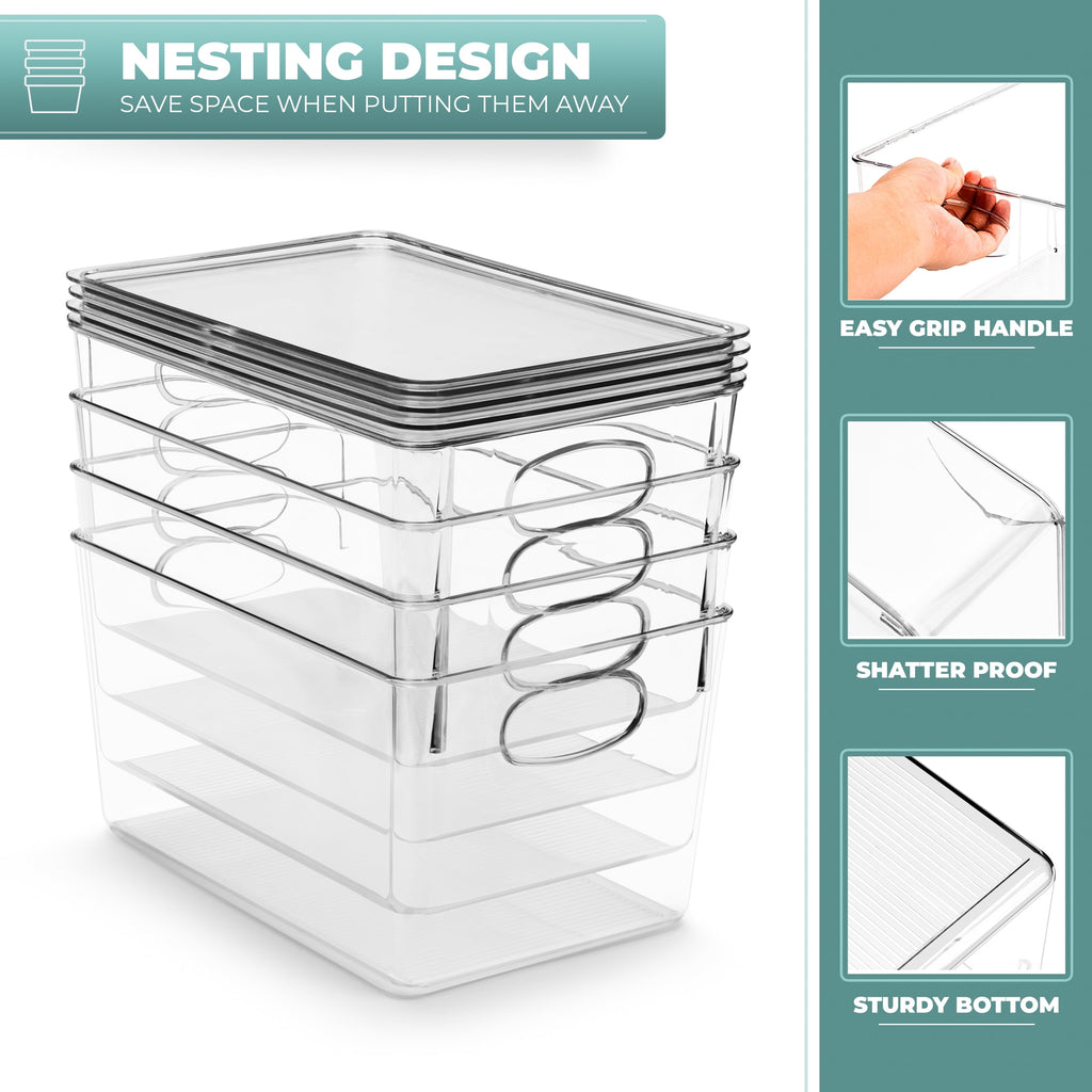 Sorbus Large Storage Clear Containers with Lids Toy Bins and Organizers - 8 Pk