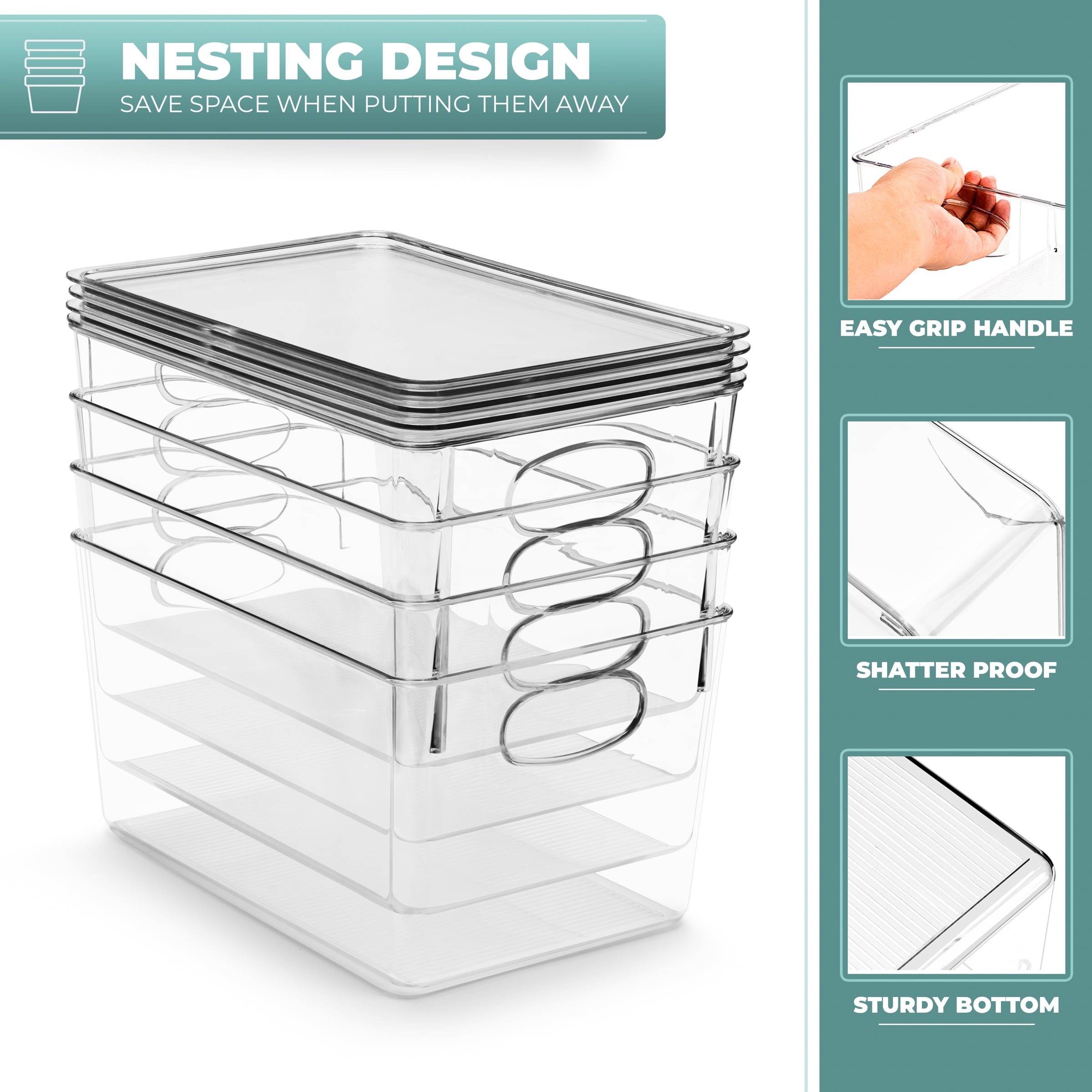 Sorbus Large Storage Clear Containers with Lids Toy Bins and Organizers - 8 Pk