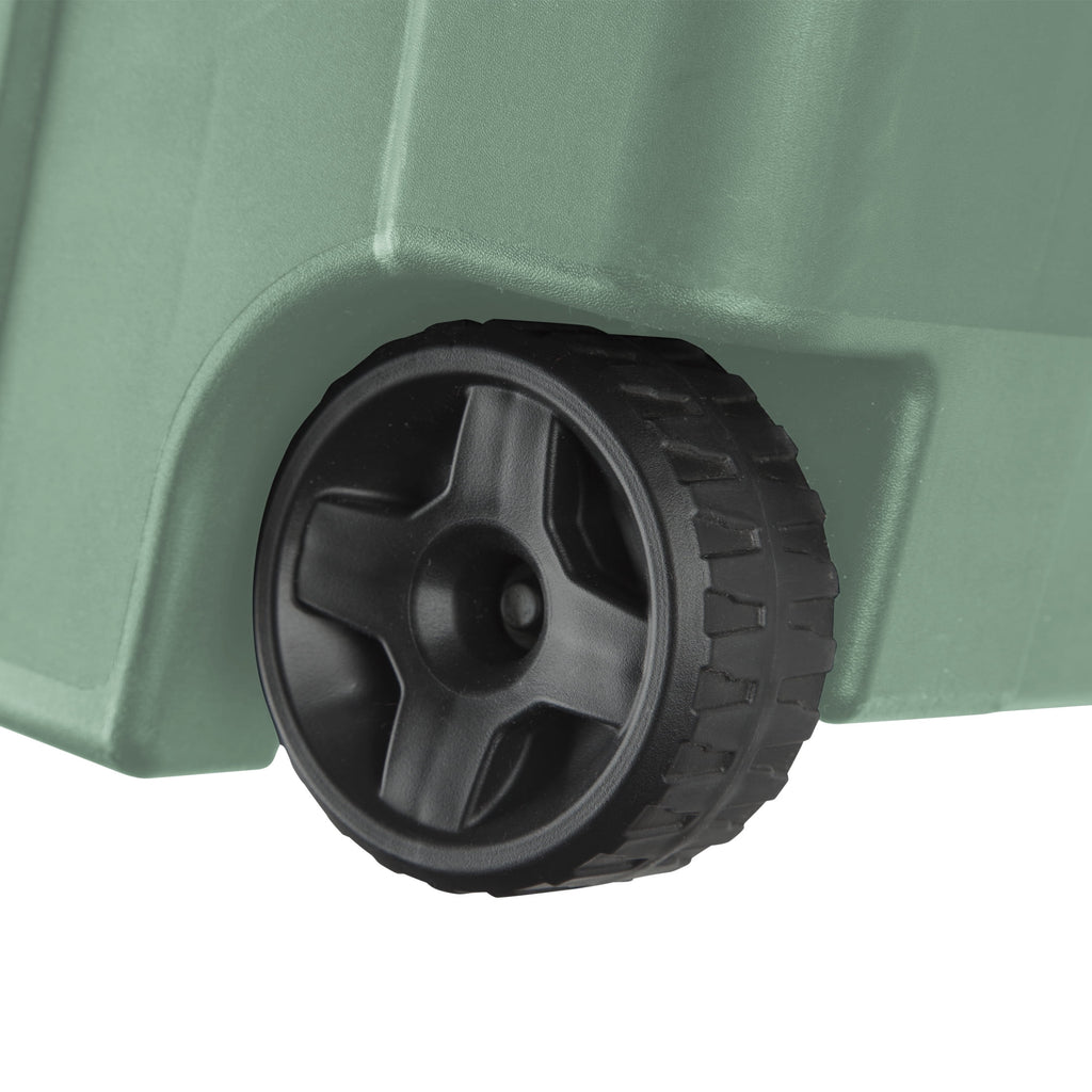Sterilite Extra-Large Wheeled Industrial Storage Bin - 40 Gallon Durable Plastic Storage Tote with Latching Lid and Pull Handle, Green, 2 Pack