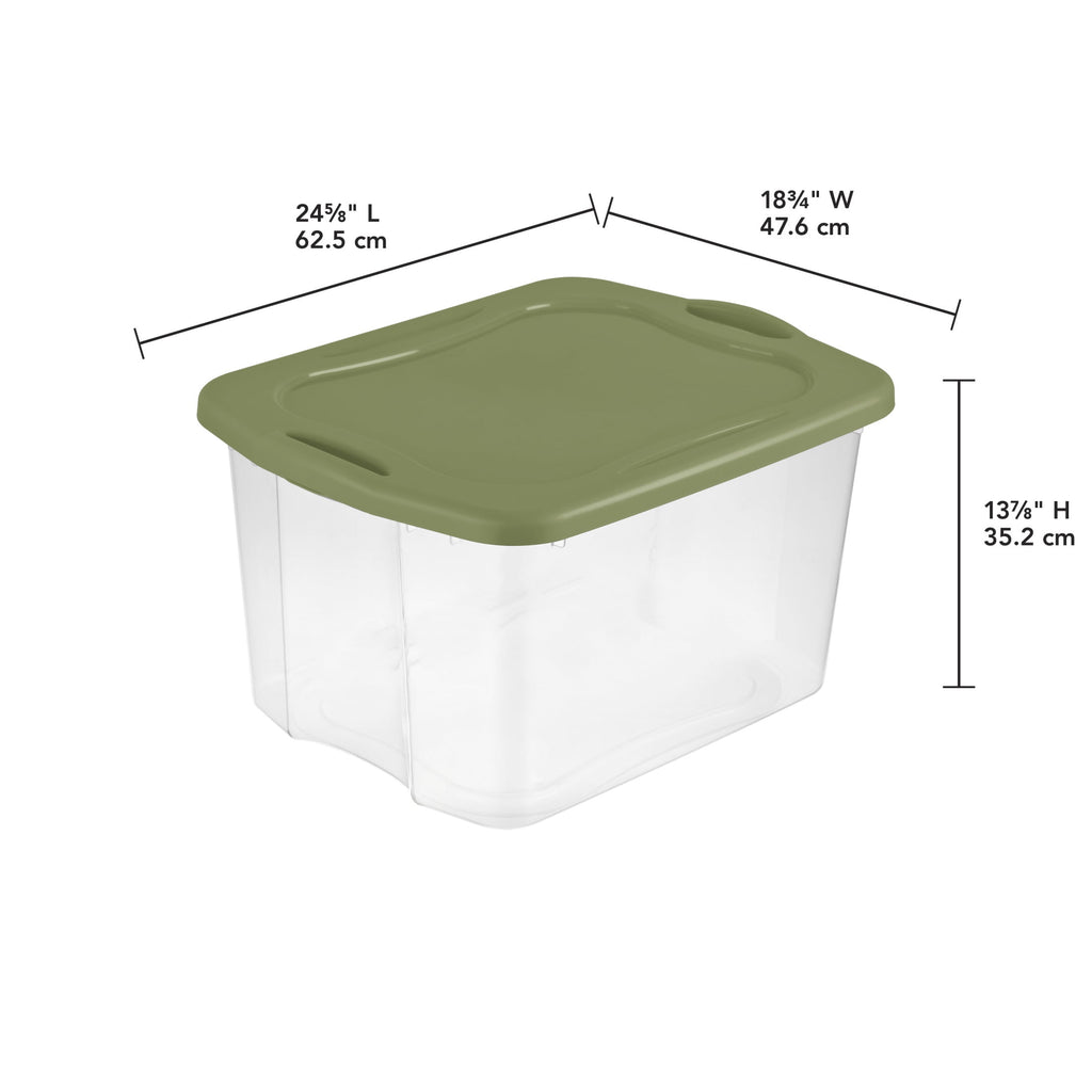 Sterilite EZ Carry 70 Quart Large Storage Bin - Clear Plastic Storage Container with Full-Grip Handles, Green - 2-Pack