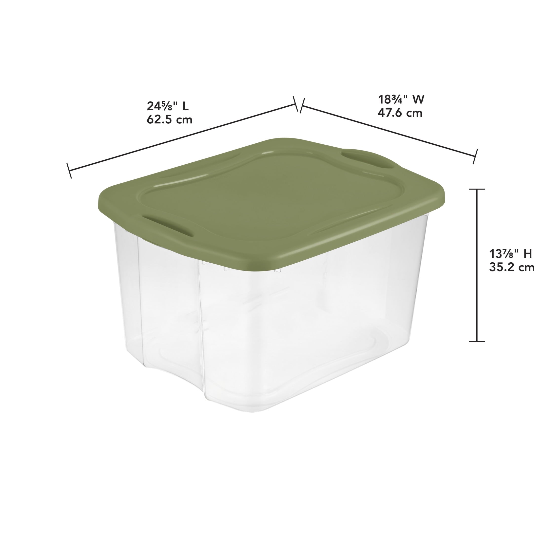 Sterilite EZ Carry 70 Quart Large Storage Bin - Clear Plastic Storage Container with Full-Grip Handles, Green - 2-Pack