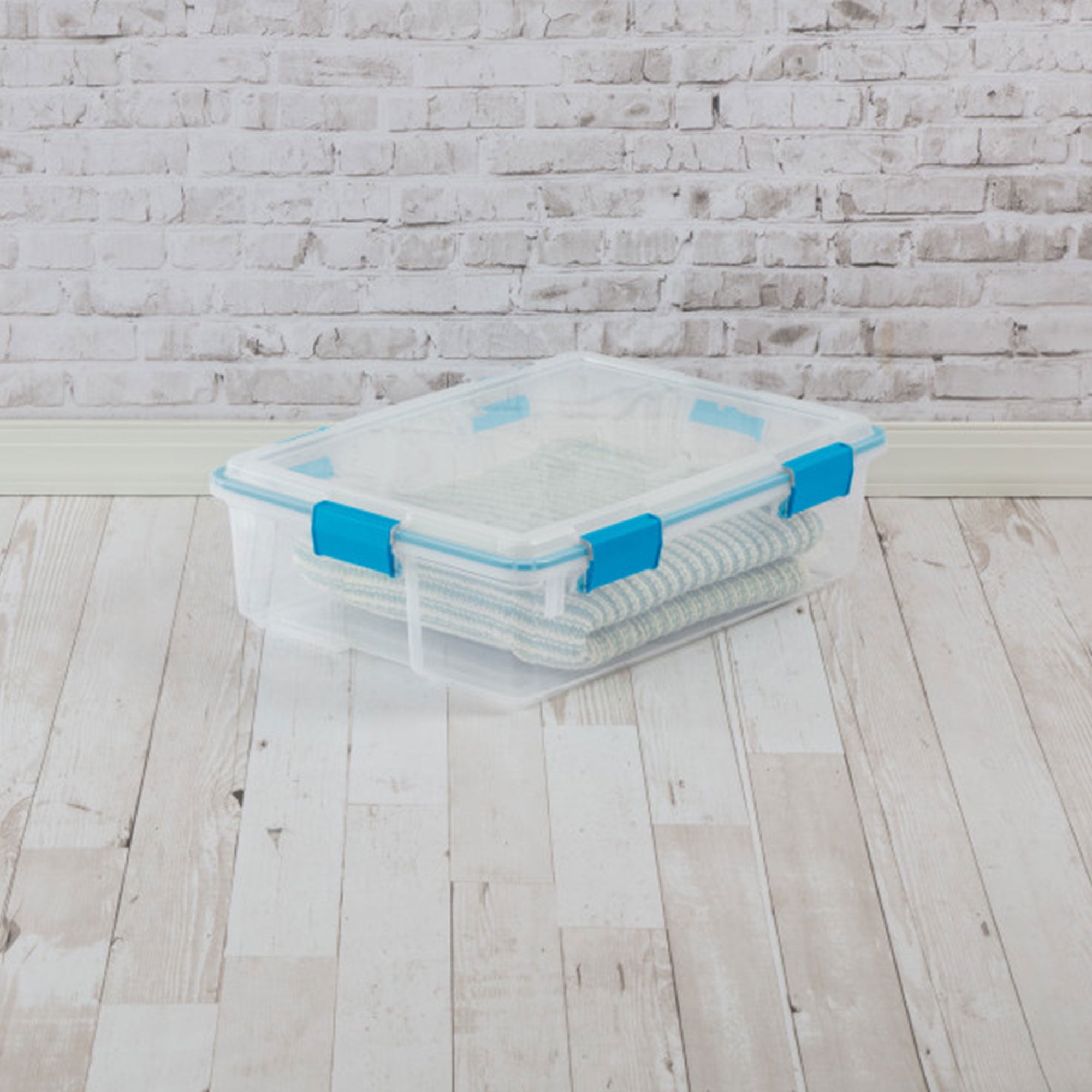 Sterilite 4-Pack Gasket Box - Clear Plastic Home Storage Organizer Bins with Lids, 37 Qt