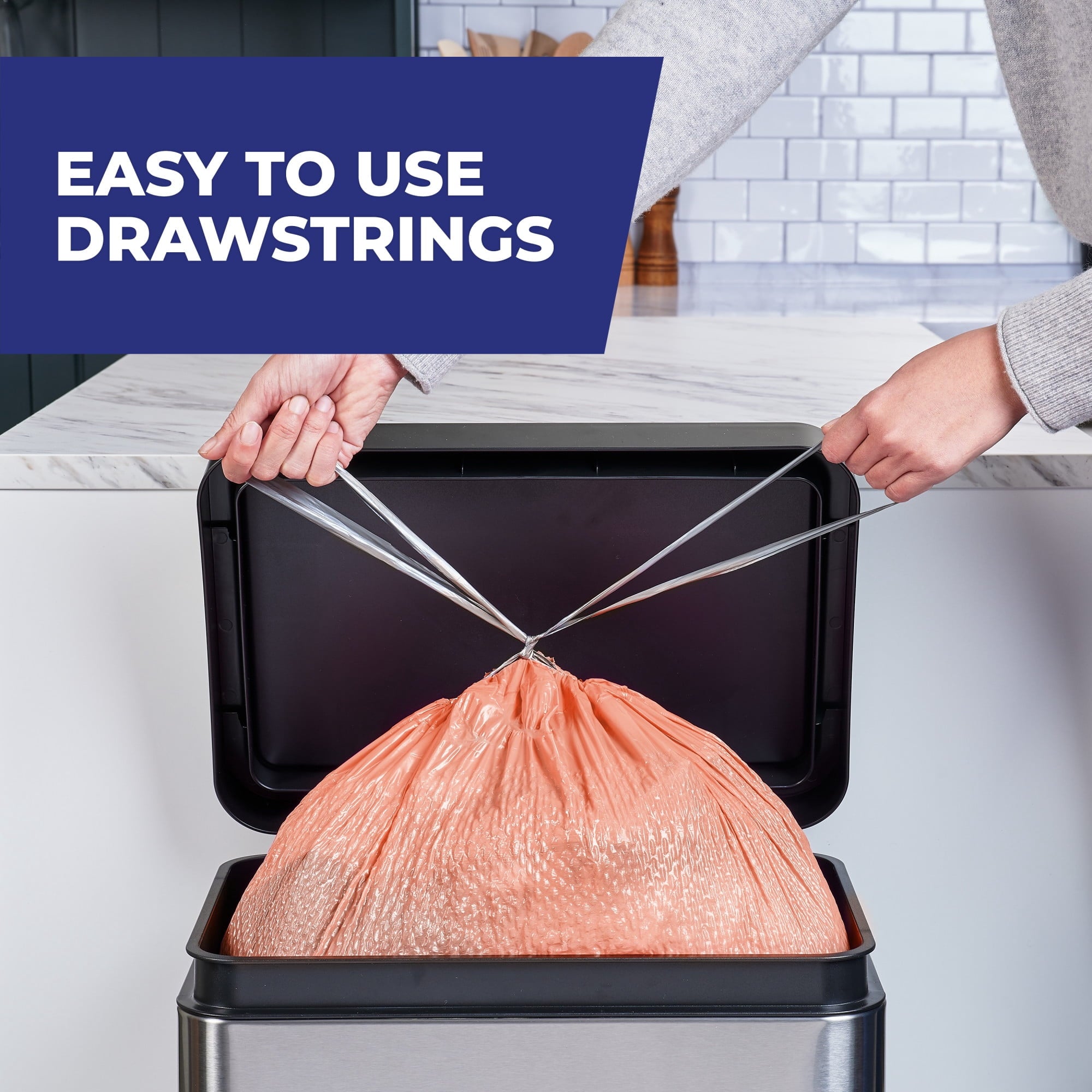 Hefty Ultra Strong 13 Gallon Trash Bags - Tall Kitchen Trash Bags, Peach, Fabuloso Peach Scent, 20 Bags