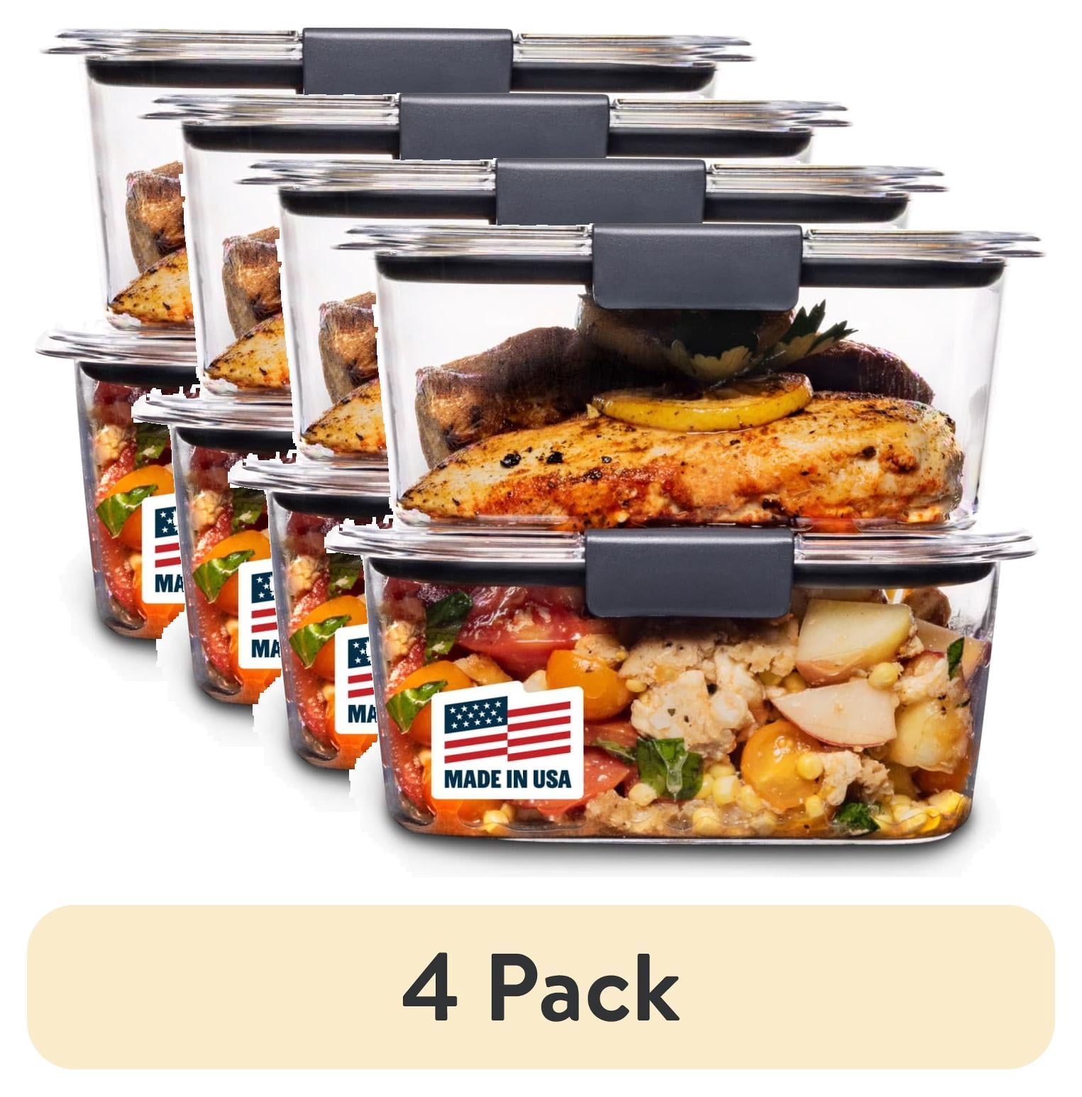 Rubbermaid Brilliance 4.7 Cup Medium Stain-Proof Food Storage Container - Set of 2 - 4-Pack