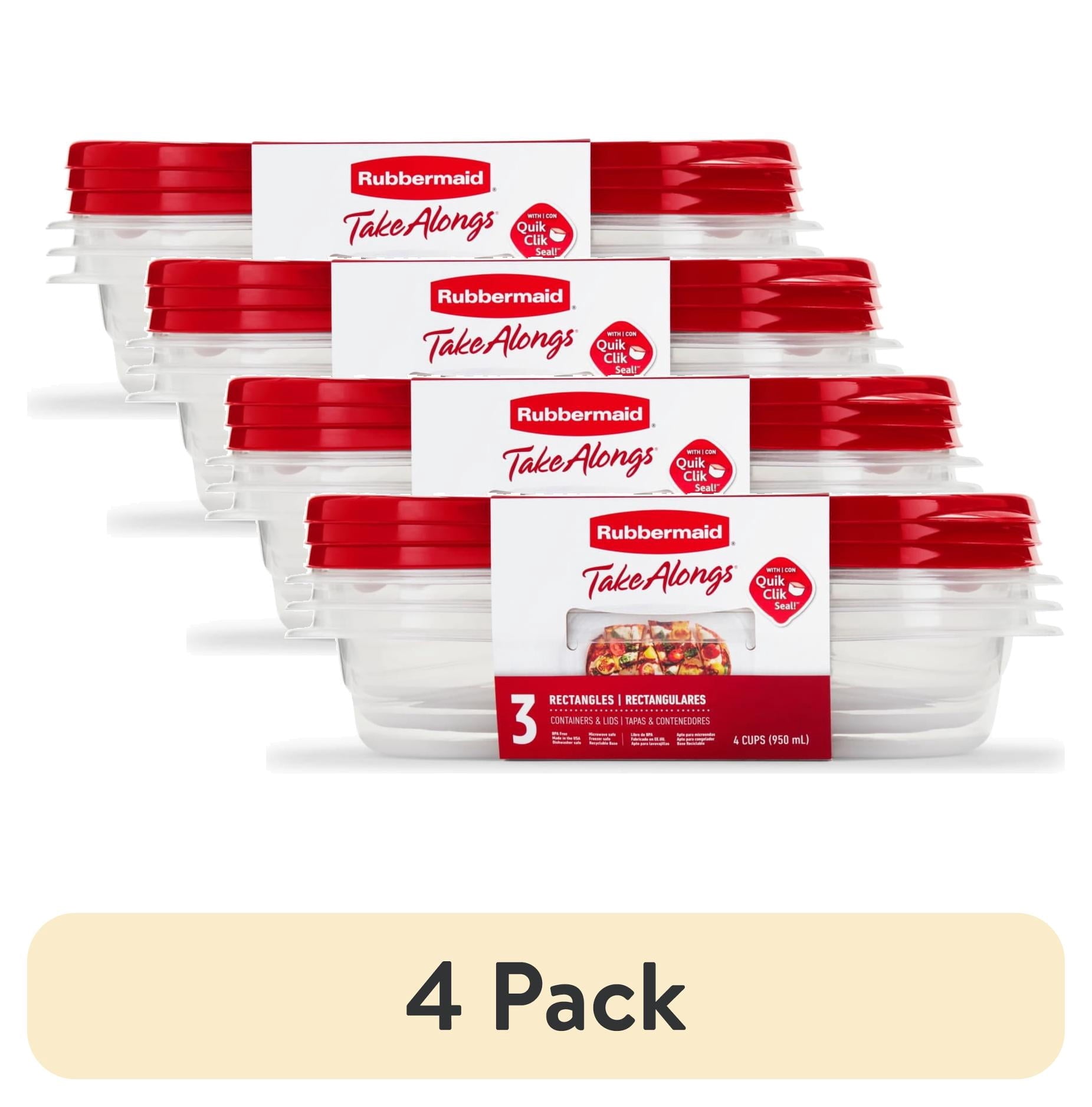 Rubbermaid TakeAlongs 4.0-Cup Rectangle Food Storage Containers - Ruby Red, 3 pack - 4-Pack