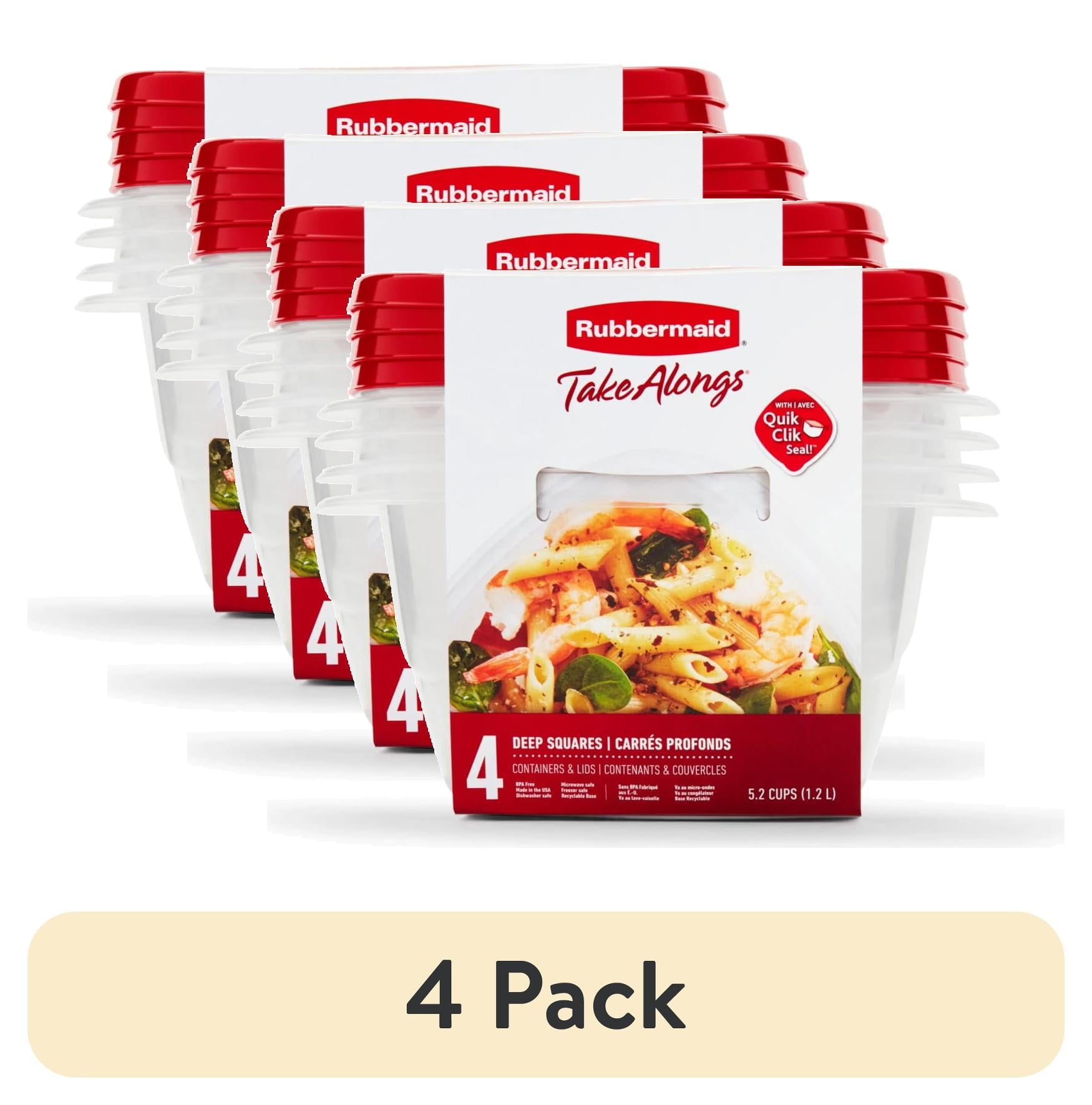 Rubbermaid TakeAlongs 5.2-Cup Deep Square Food Storage Containers - Ruby Red, 4 pack