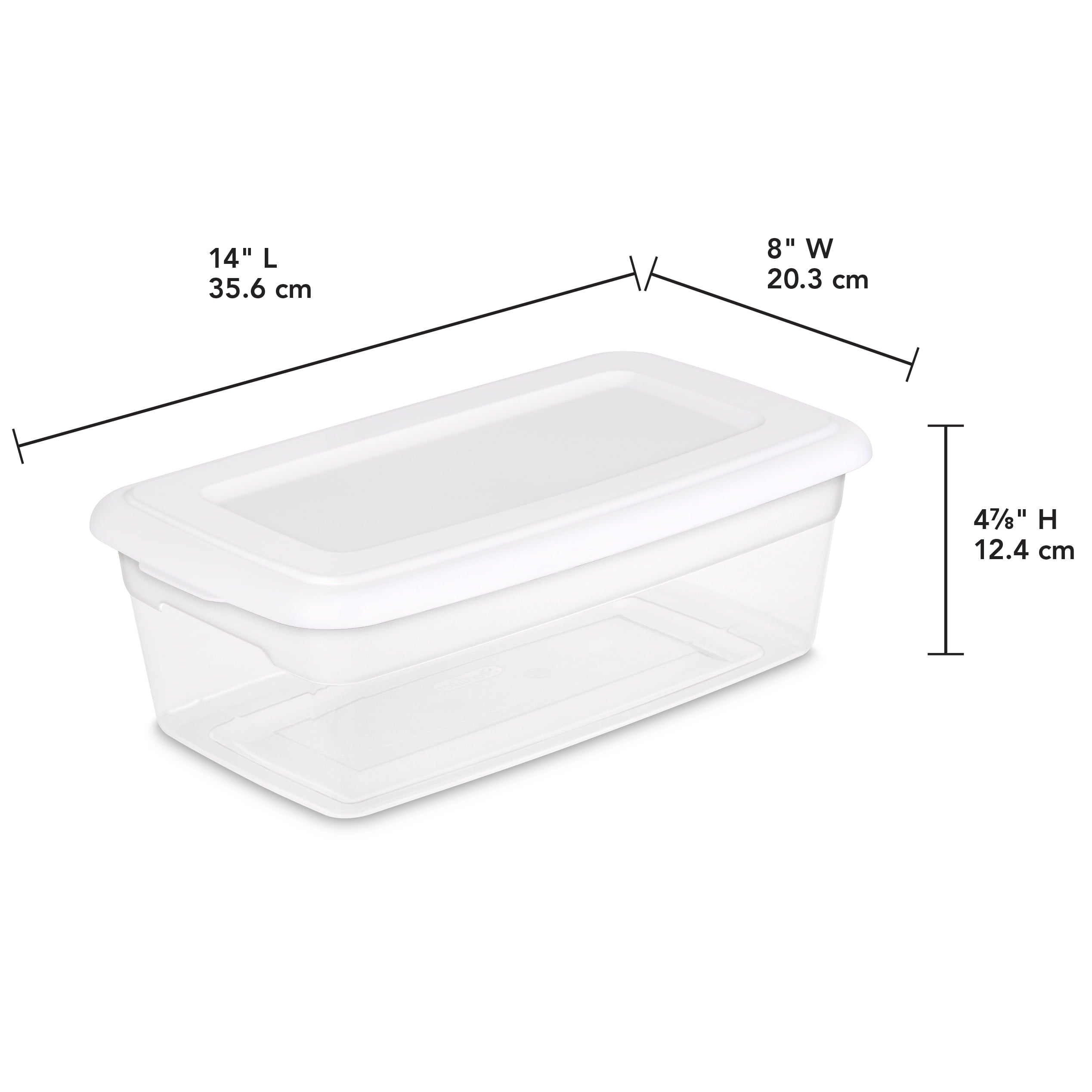 Sterilite 6 Qt. Clear Plastic Storage Box with White Lid - 2-Pack