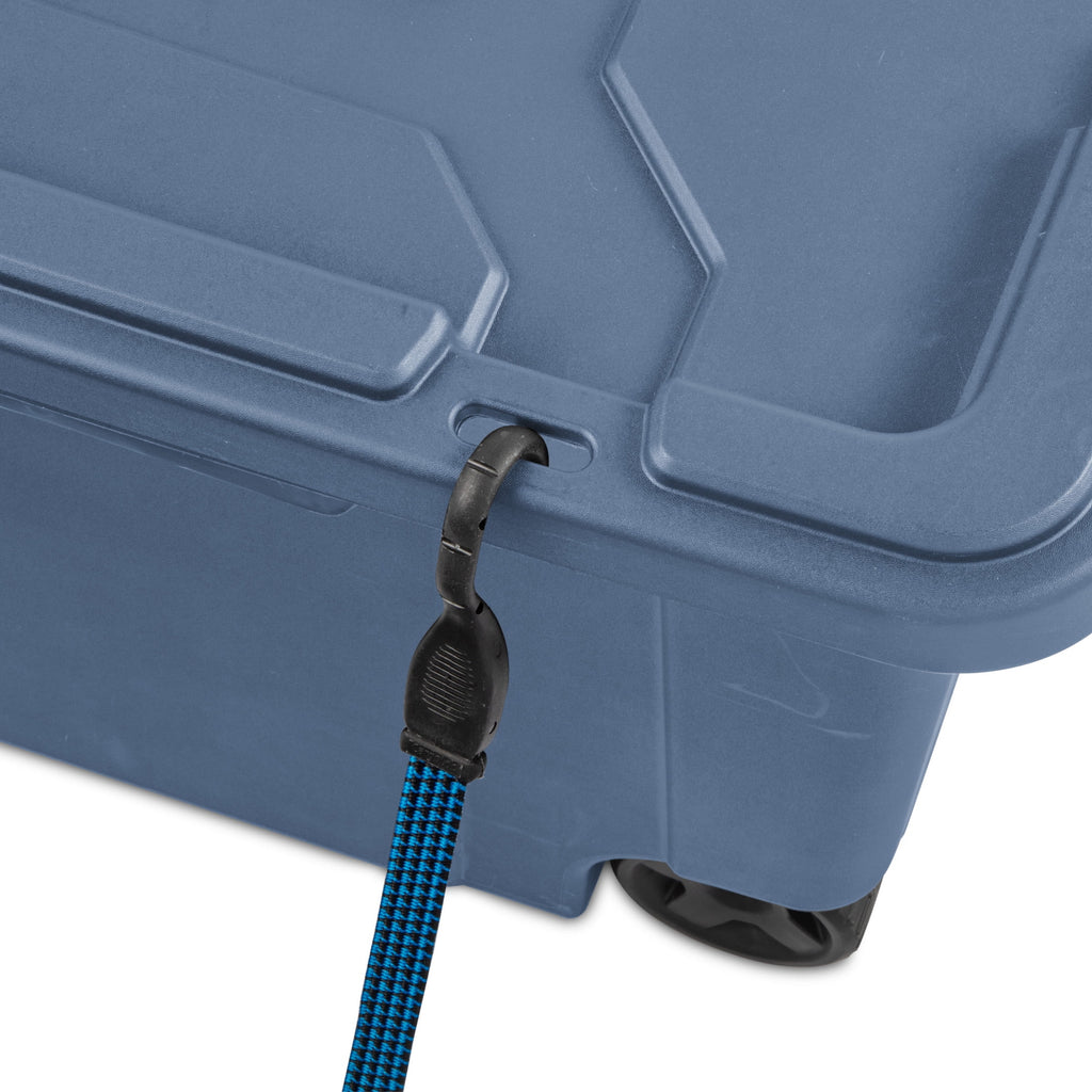 Sterilite Extra-Large Wheeled Industrial Storage Bin - 40 Gallon Durable Plastic Storage Tote with Latching Lid and Pull Handle, Blue, 2 Pack