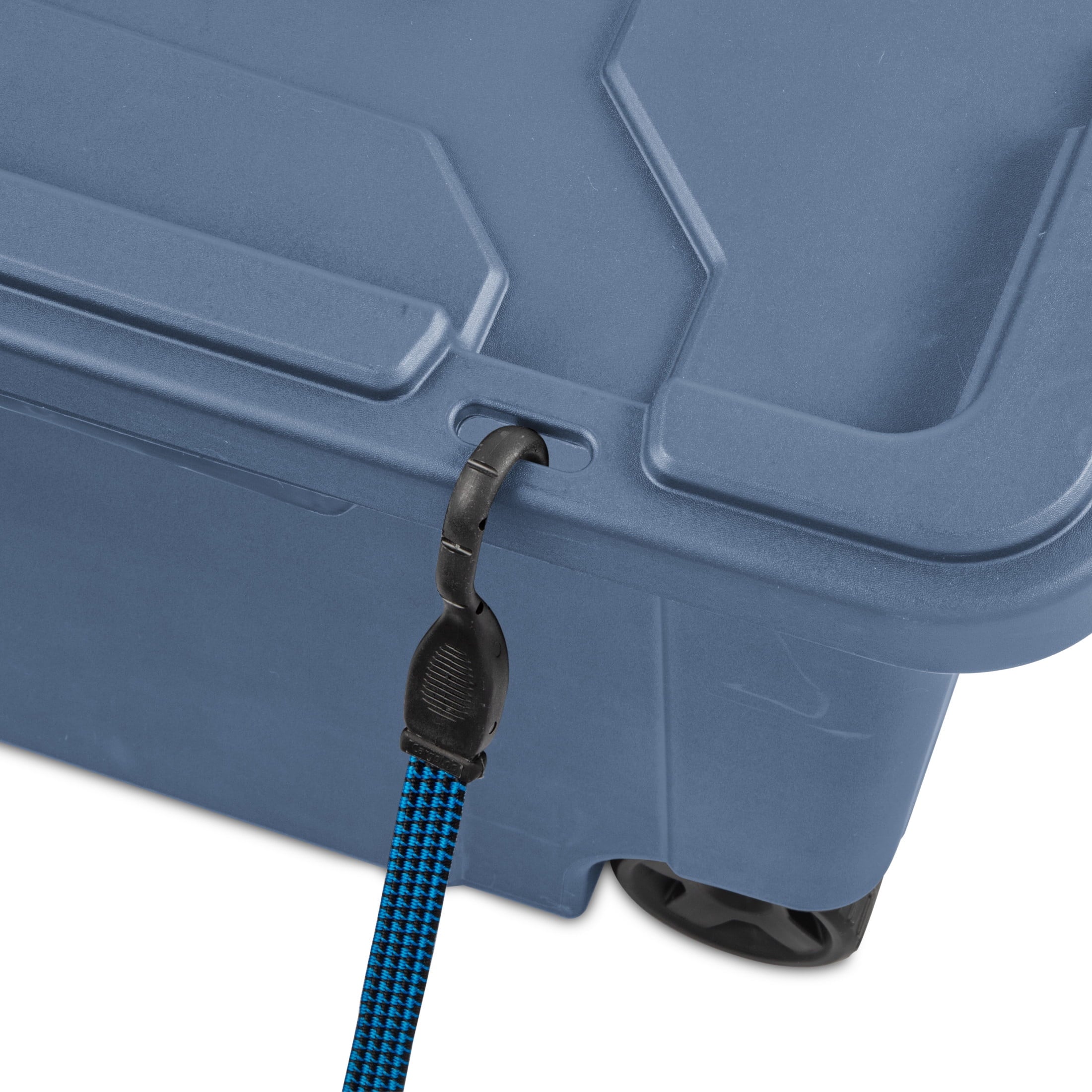 Sterilite Extra-Large Wheeled Industrial Storage Bin - 40 Gallon Durable Plastic Storage Tote with Latching Lid and Pull Handle, Blue, 2 Pack