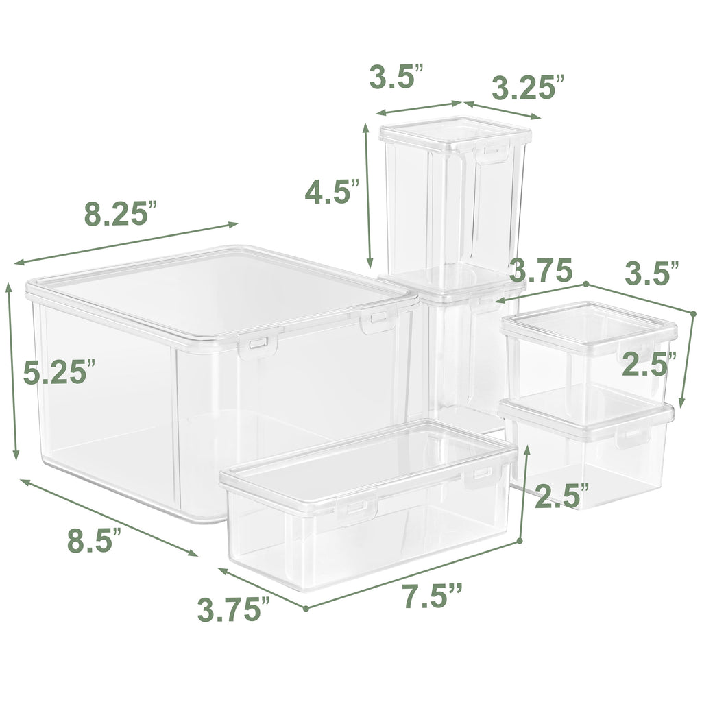 Sorbus 6-Piece Art Supply Storage Organizer - Stackable Plastic Bins with Hinged Lids