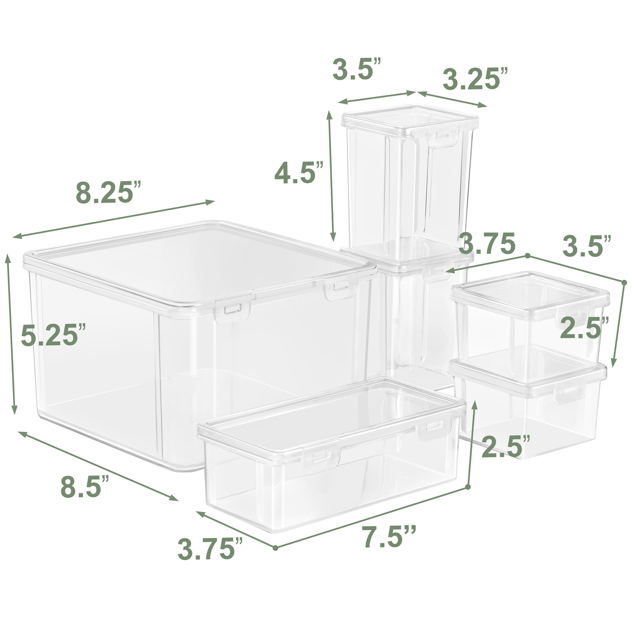 Sorbus 6-Piece Art Supply Storage Organizer - Stackable Plastic Bins with Hinged Lids
