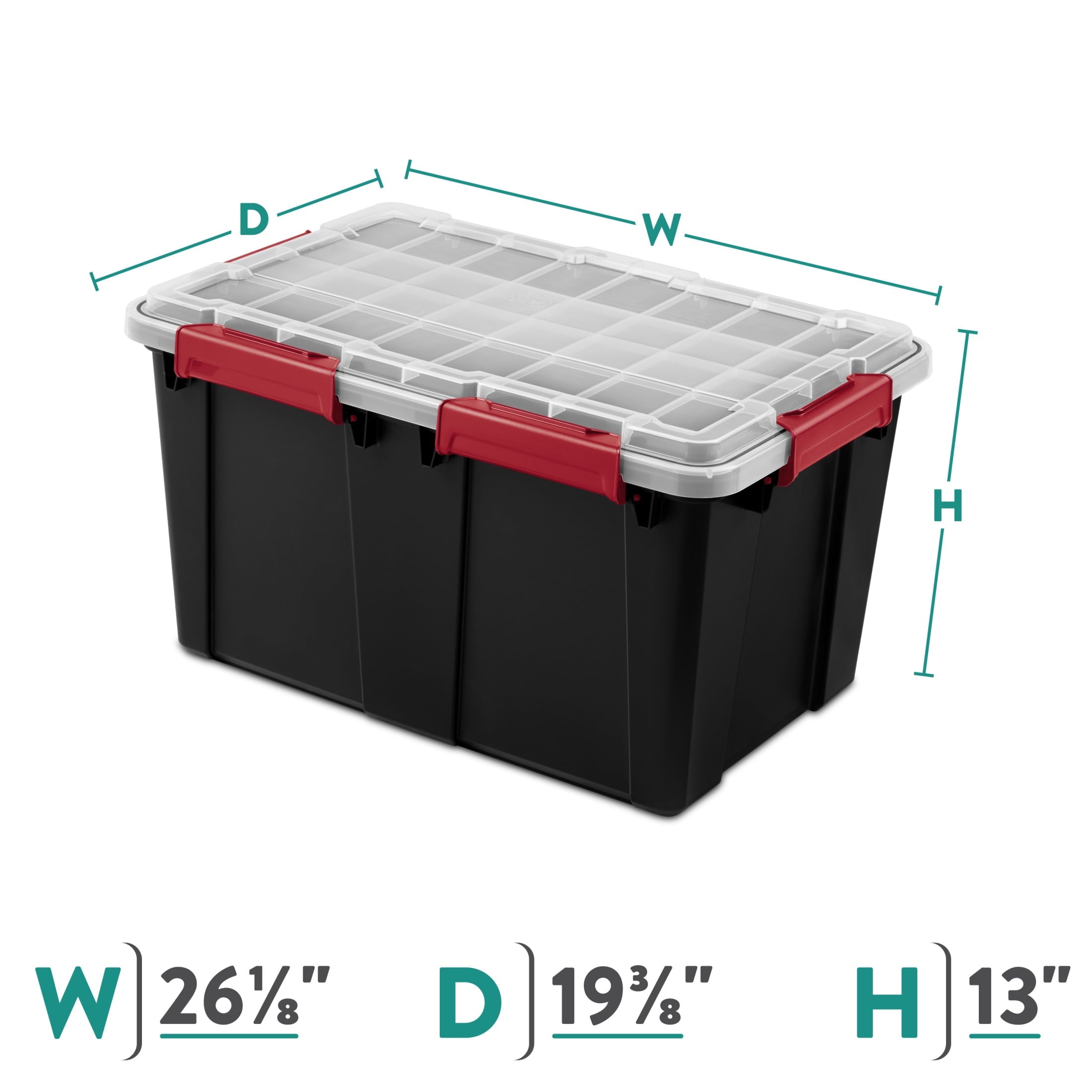 Sterilite Large Gasket Tote - 20 Gallon WaterProof Plastic Storage Bin with Lid, Gasket Seal and Durable Latches, Black
