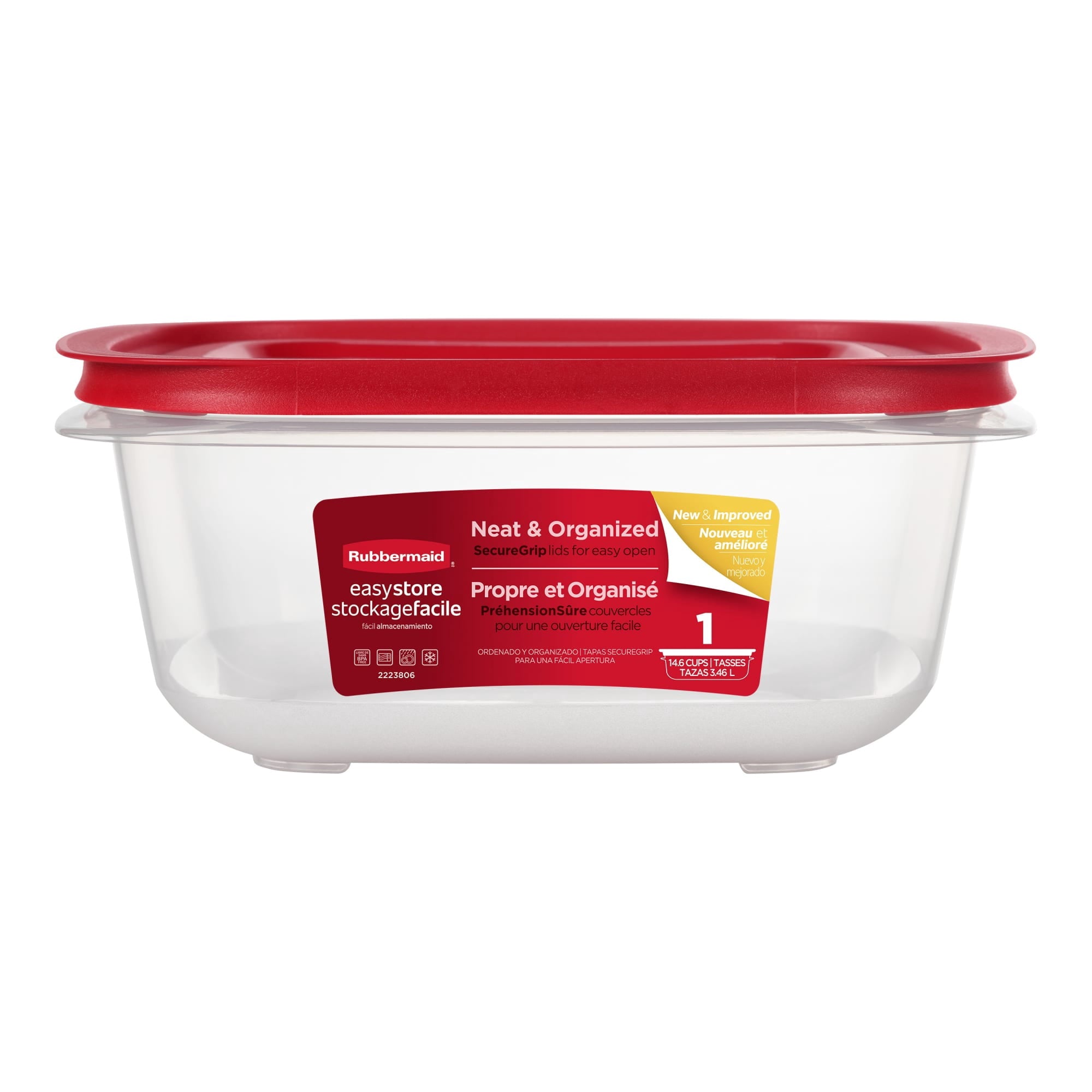 Rubbermaid 14.66-Cup EasyStore Square Container - Food Storage Container, Food Storage Container with Lids
