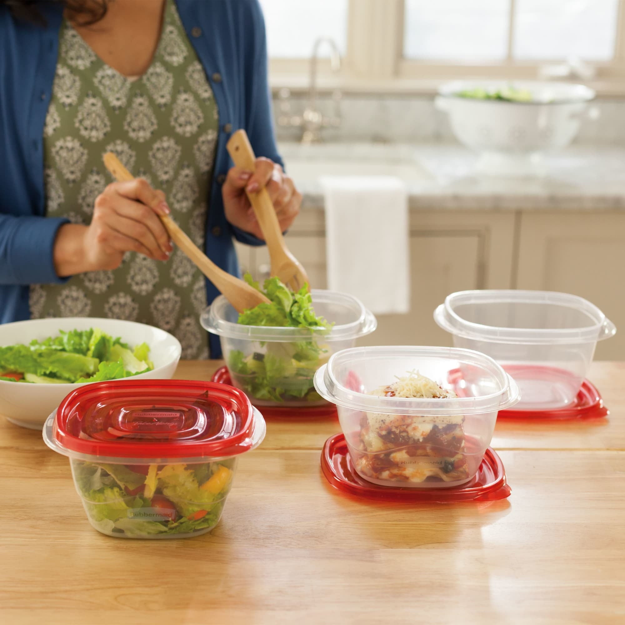 Rubbermaid TakeAlongs 5.2-Cup Deep Square Food Storage Containers - Ruby Red, 4 pack