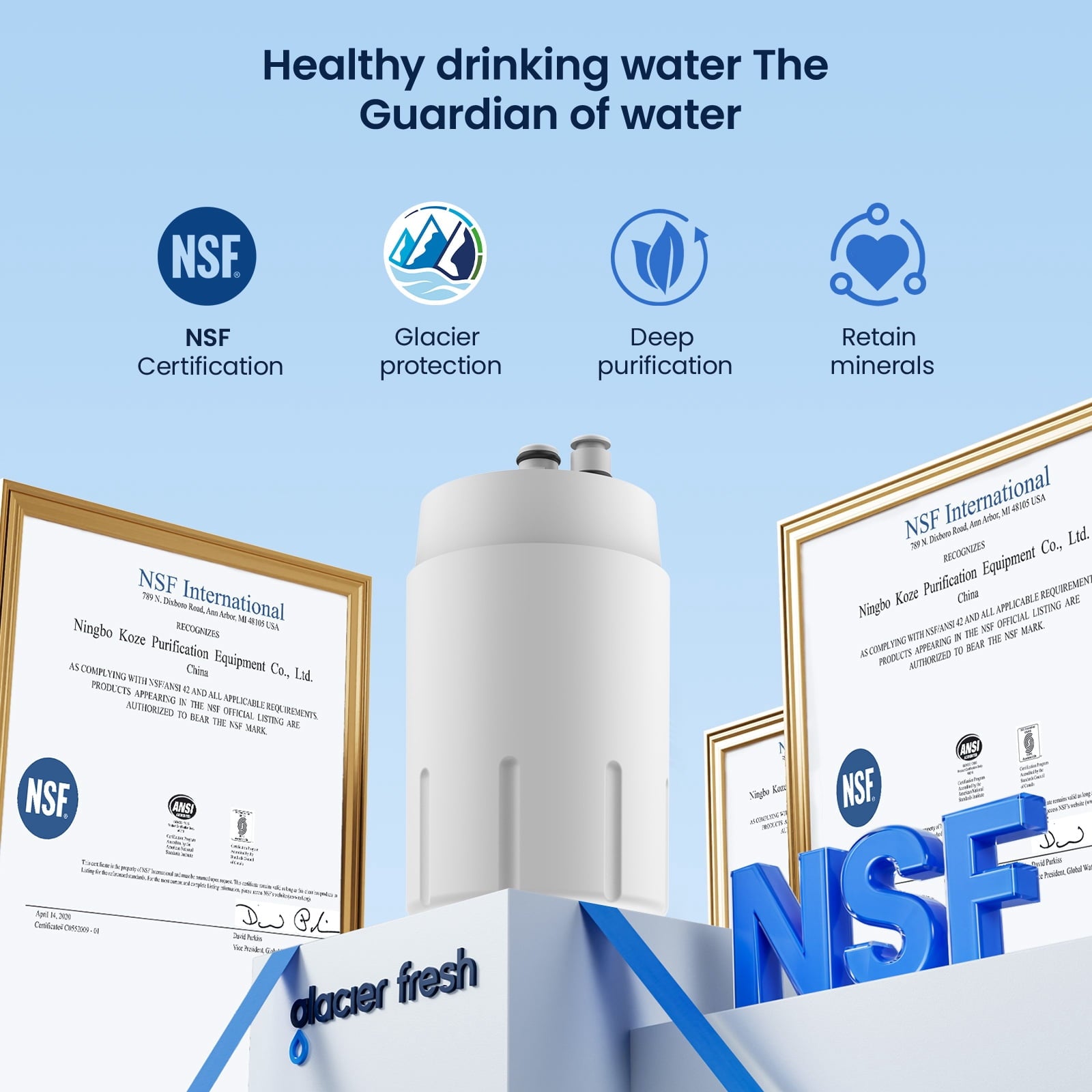 GLACIER FRESH Faucet Filter Replacement - Replacement for Brita Faucet Filter, 36311 On Tap Water Filter, Compatible with FR-200, FF-100, and All Brita Tap Water Filters (Pack of 2）