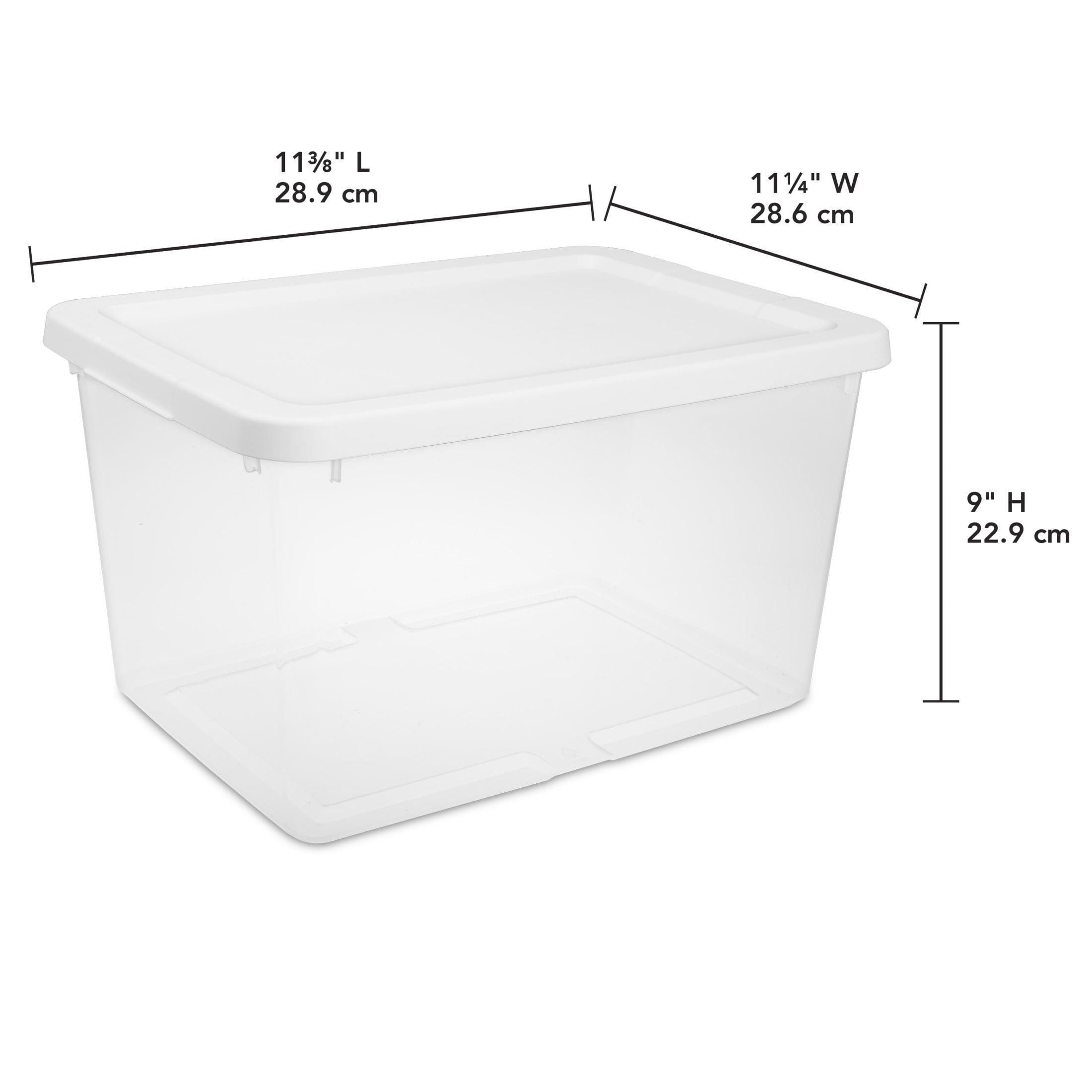 Sterilite Small Storage Bin - 20 Quart Clear Plastic Storage Container with Snap-On Lid, White, 8 Pack